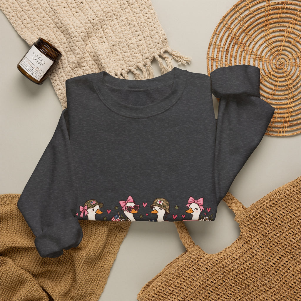 🎀 Military Spouse Crewneck Sweatshirt — Cute Pink Duck Design | Military Wife Gift | Cozy Military Family Sweatshirt 🇺🇸