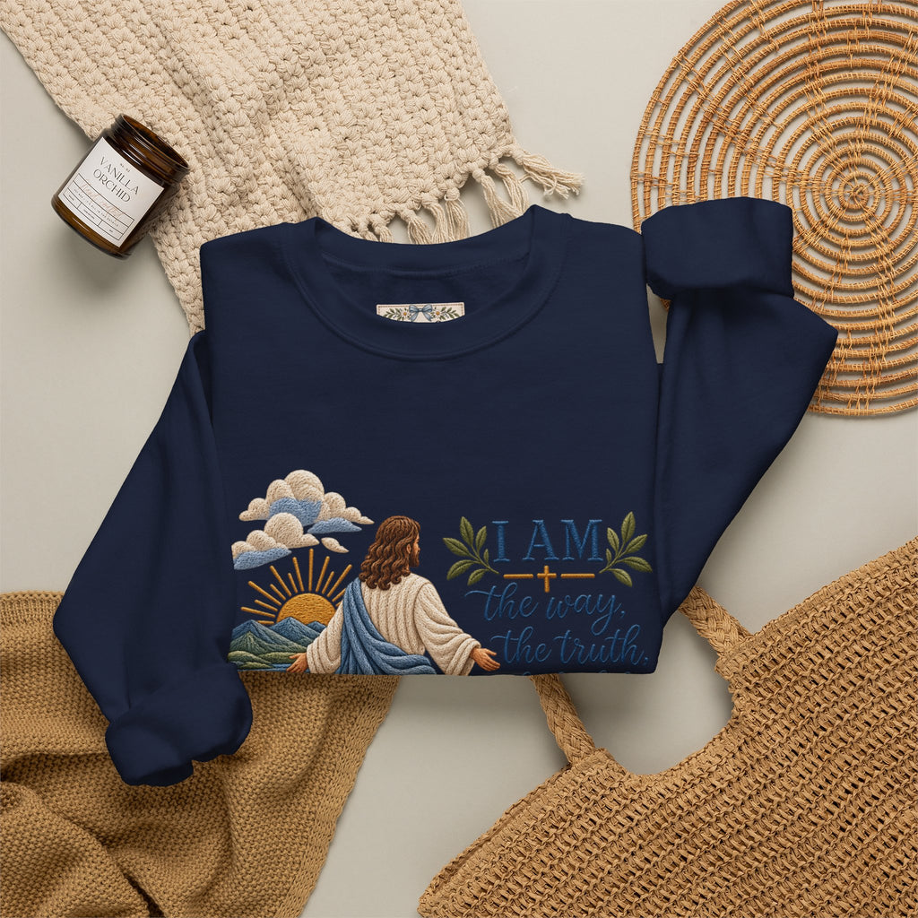 Christian Sweatshirt - "I Am the Way" Jesus Is King Crewneck