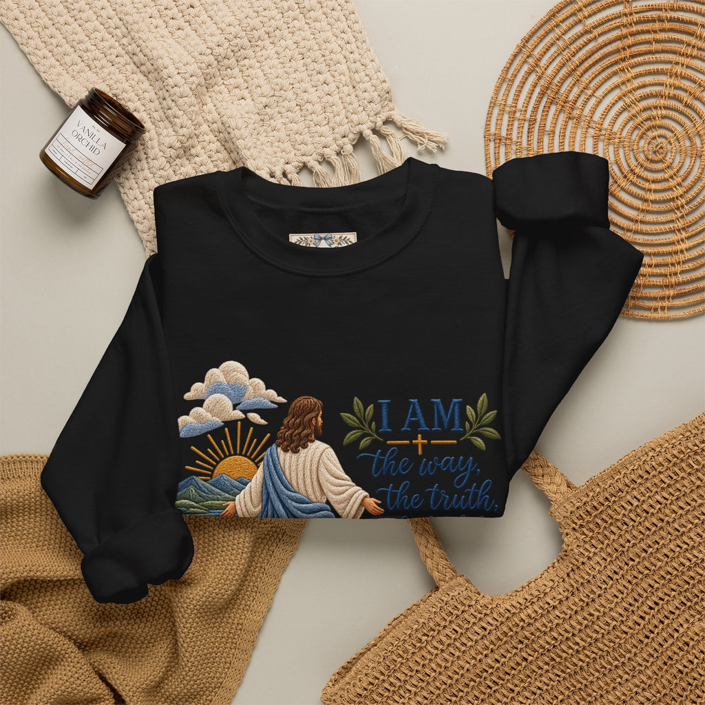 Christian Sweatshirt - "I Am the Way" Jesus Is King Crewneck