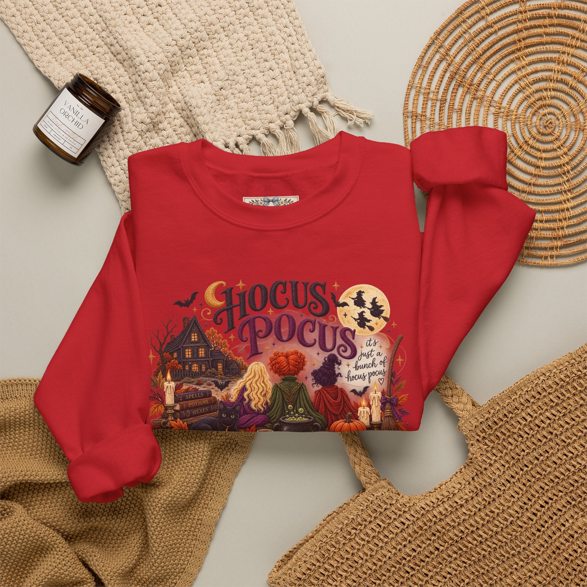 Hocus Pocus Crewneck Sweatshirt — Vintage Halloween Witch Scene
