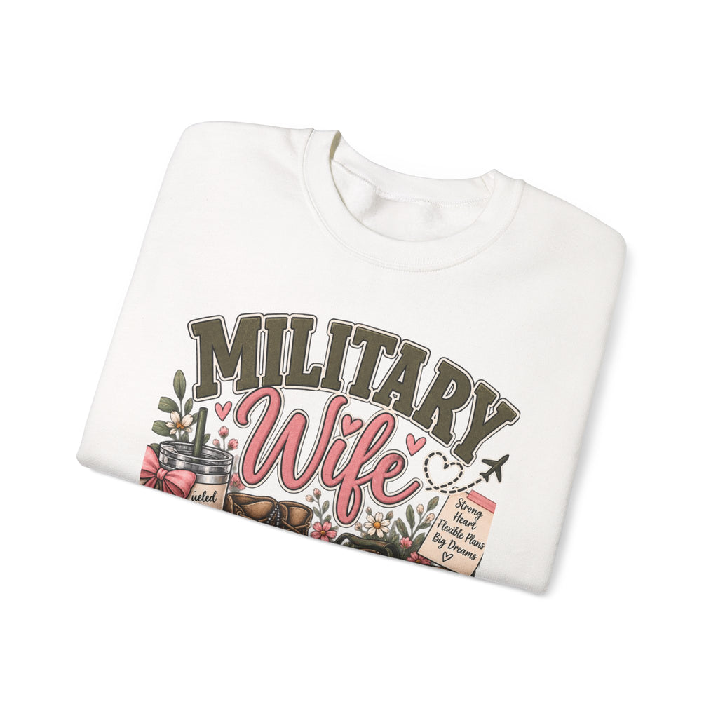 🎀 Military Wife Personalized Crewneck Sweatshirt | Custom Last Name Military Spouse Sweatshirt | Boots, Florals & PCS Life Design 🇺🇸