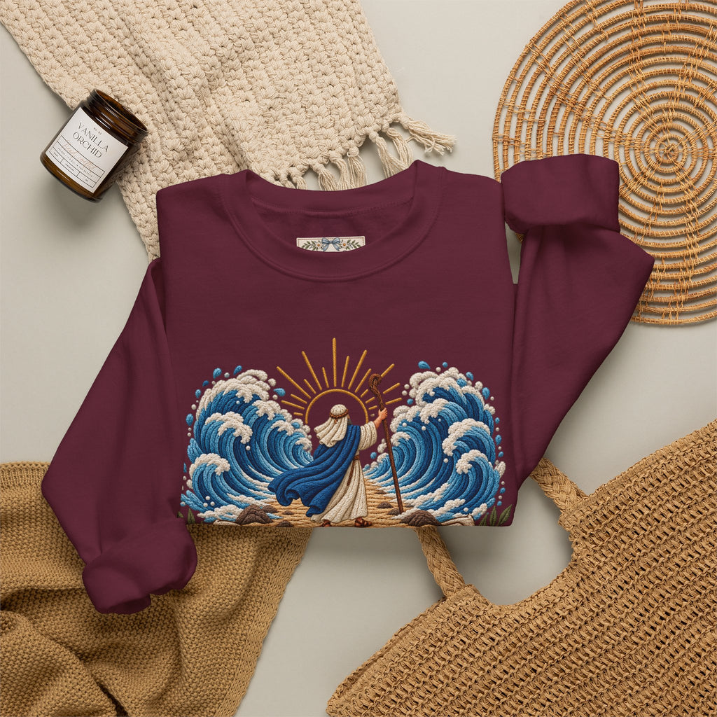 The Lord Will Fight for You Sweatshirt | Exodus 14:14 Christian Crewneck | Moses Red Sea Bible Verse Shirt