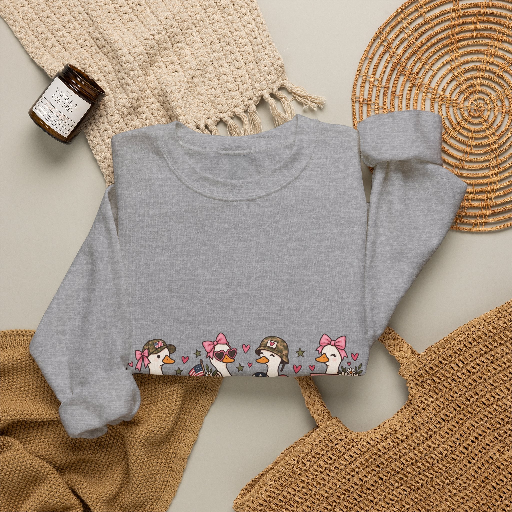 🎀 Military Spouse Crewneck Sweatshirt — Cute Pink Duck Design | Military Wife Gift | Cozy Military Family Sweatshirt 🇺🇸