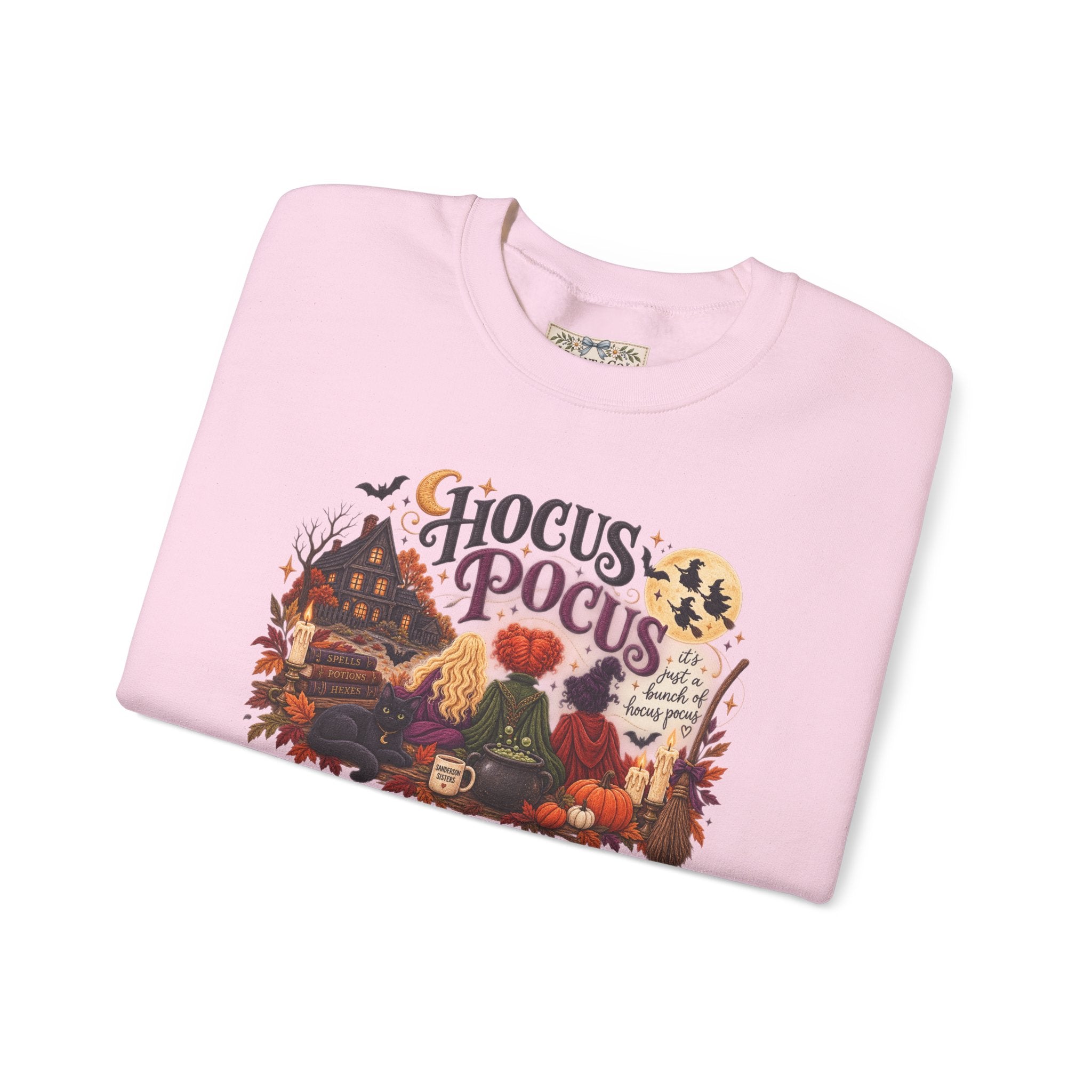 Hocus Pocus Crewneck Sweatshirt — Vintage Halloween Witch Scene