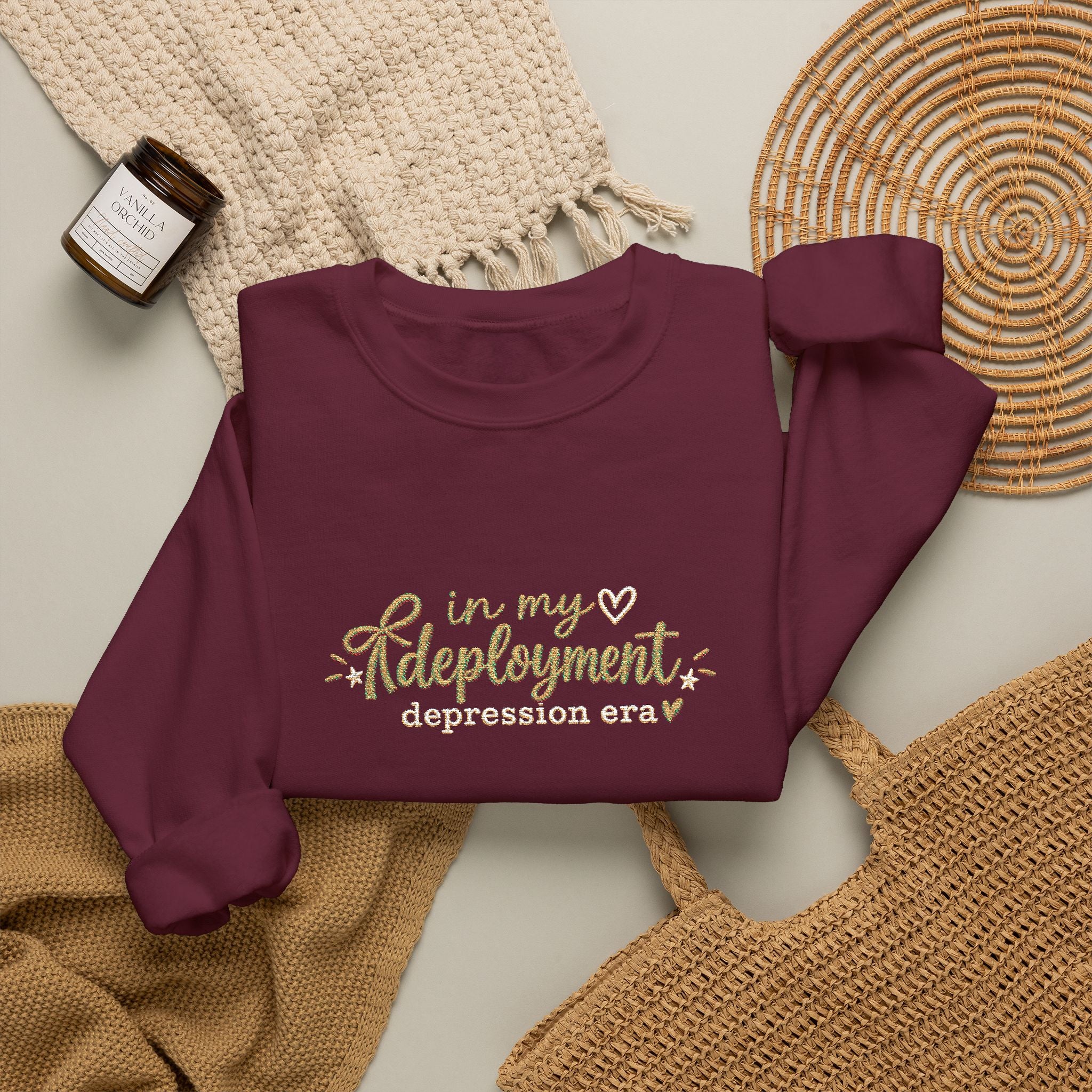In My Deployment Depression Era Embroidered Crewneck