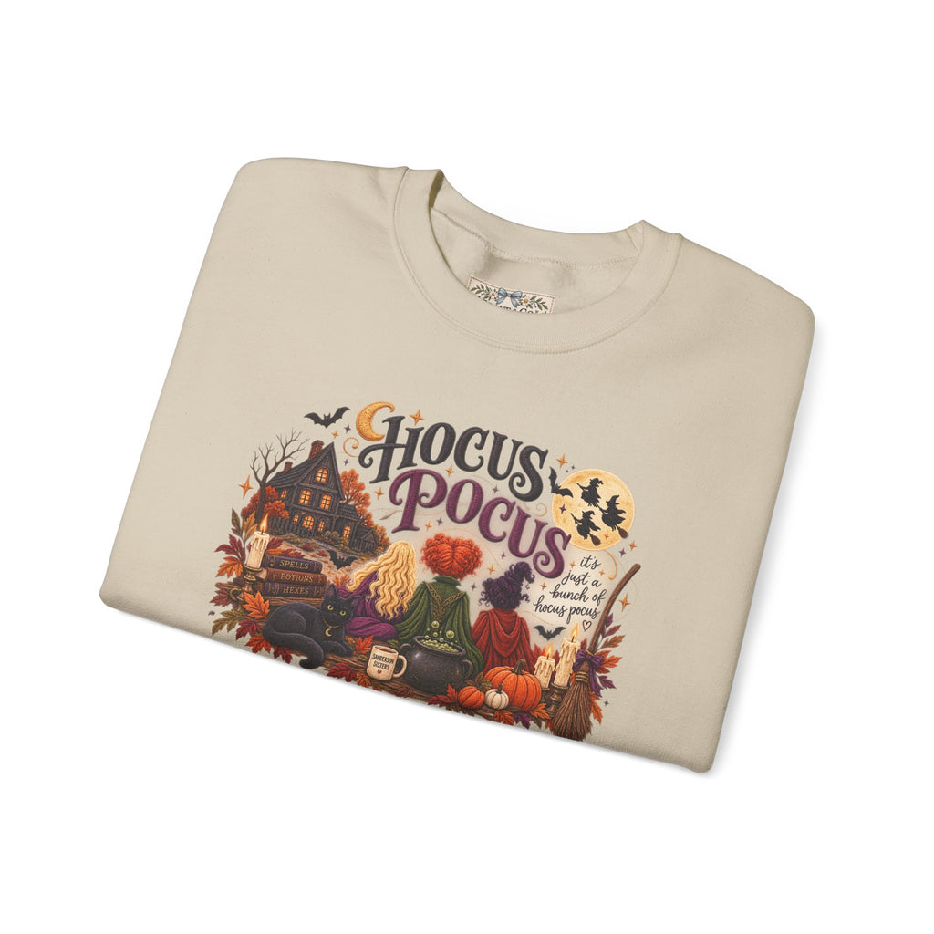 Hocus Pocus Crewneck Sweatshirt — Vintage Halloween Witch Scene