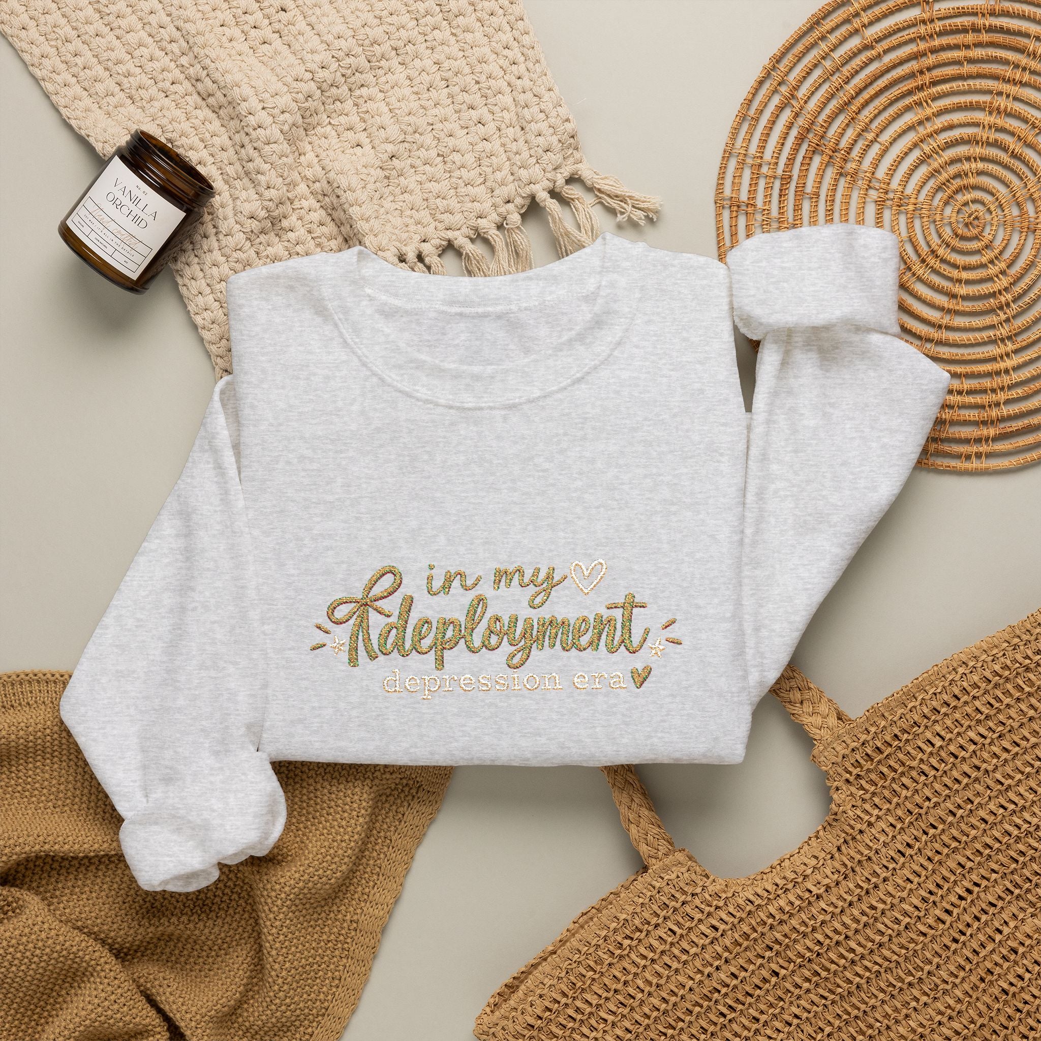 In My Deployment Depression Era Embroidered Crewneck