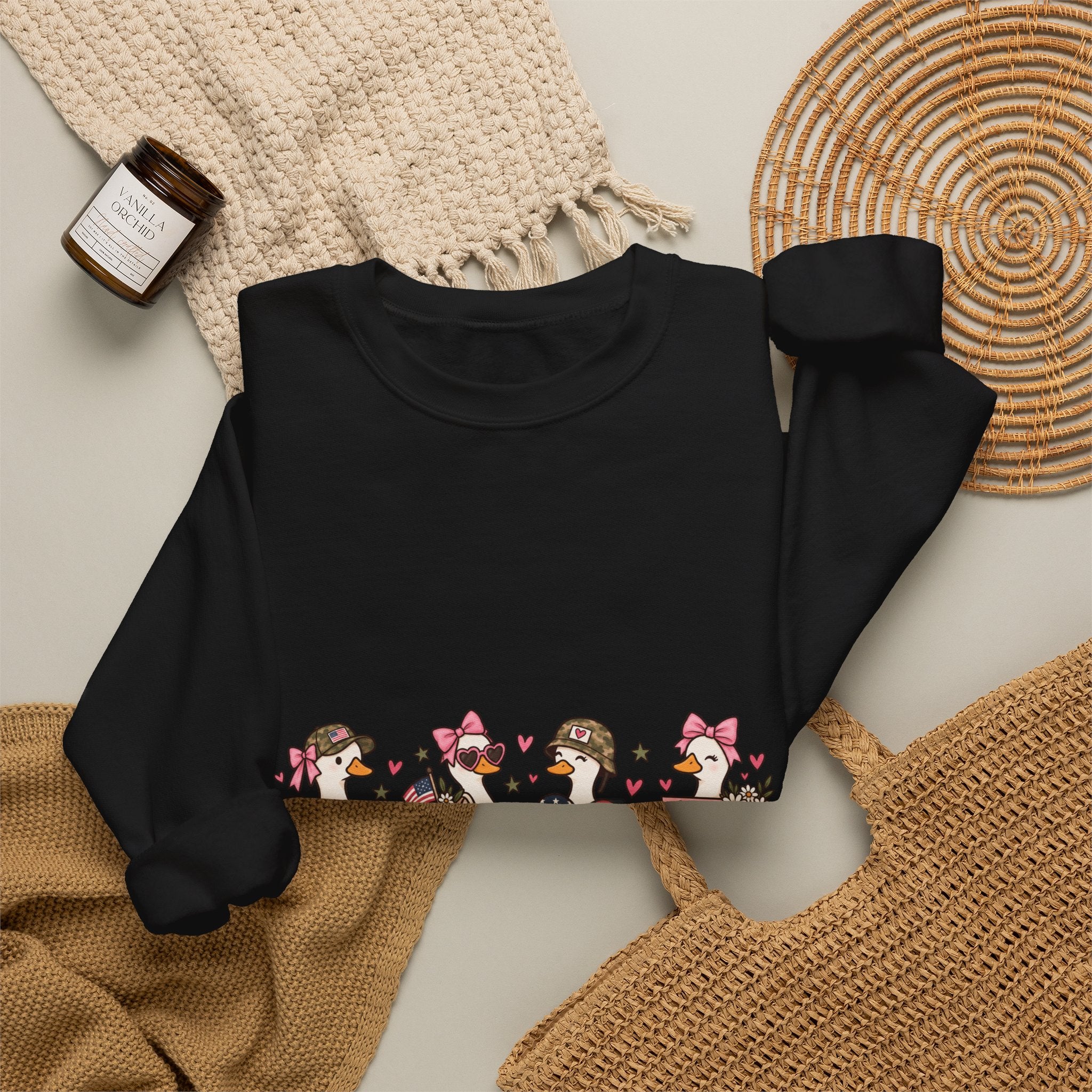 🎀 Military Spouse Crewneck Sweatshirt — Cute Pink Duck Design | Military Wife Gift | Cozy Military Family Sweatshirt 🇺🇸