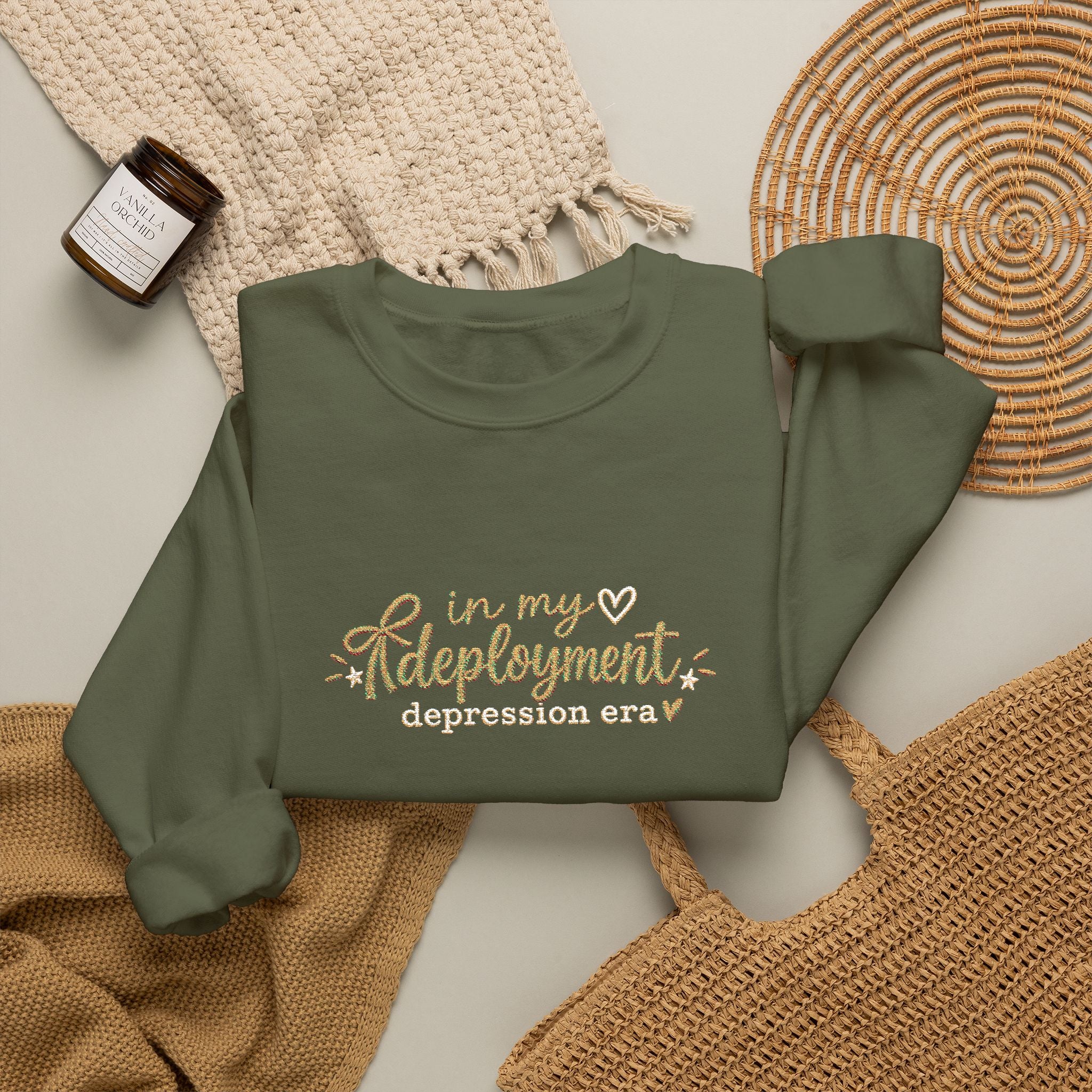 In My Deployment Depression Era Embroidered Crewneck