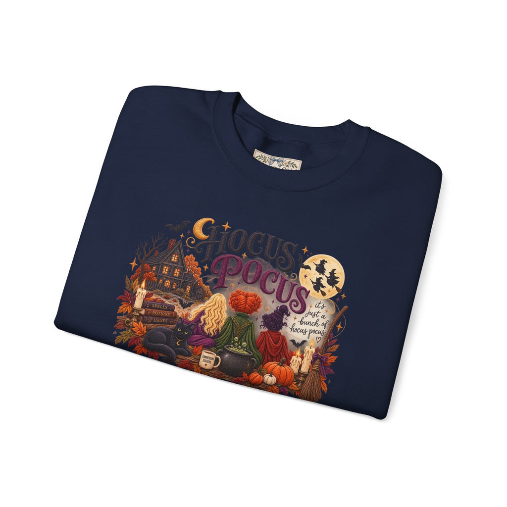 Hocus Pocus Crewneck Sweatshirt — Vintage Halloween Witch Scene