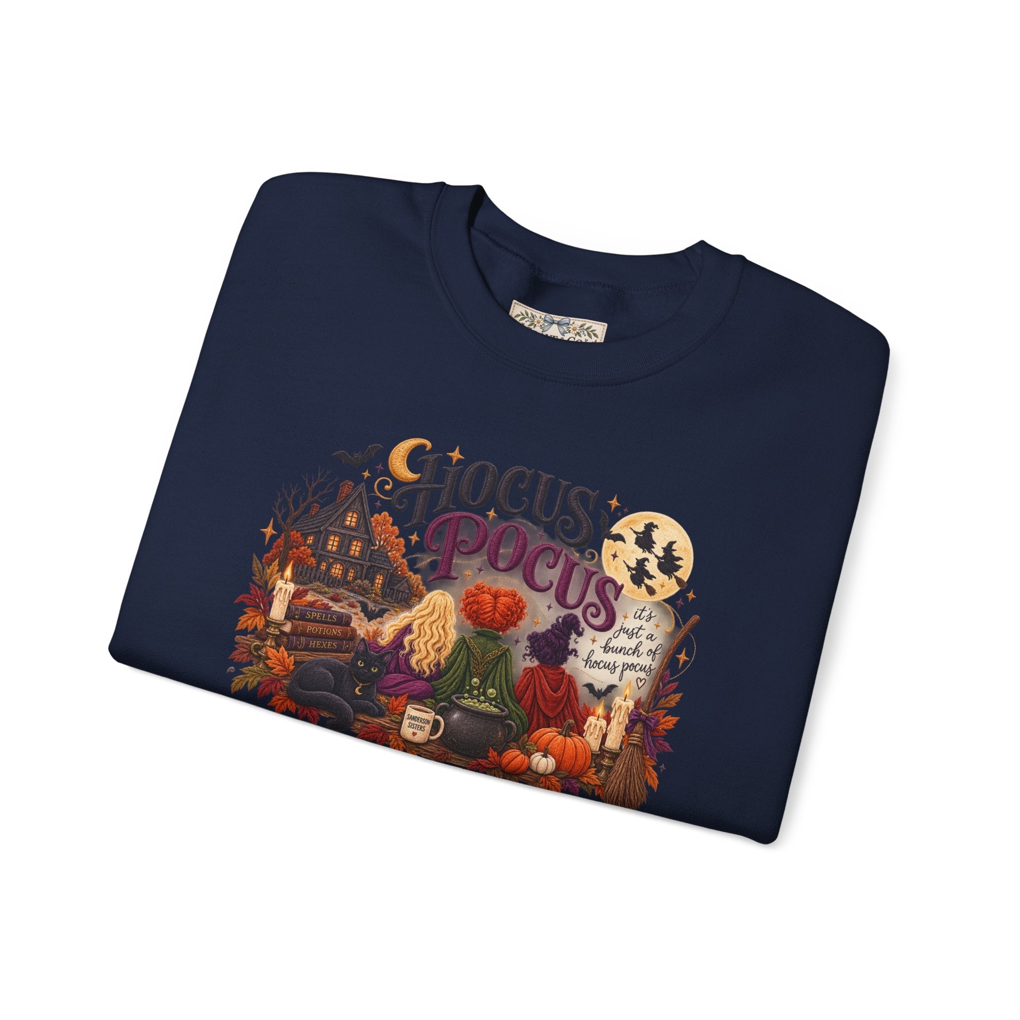 Hocus Pocus Crewneck Sweatshirt — Vintage Halloween Witch Scene