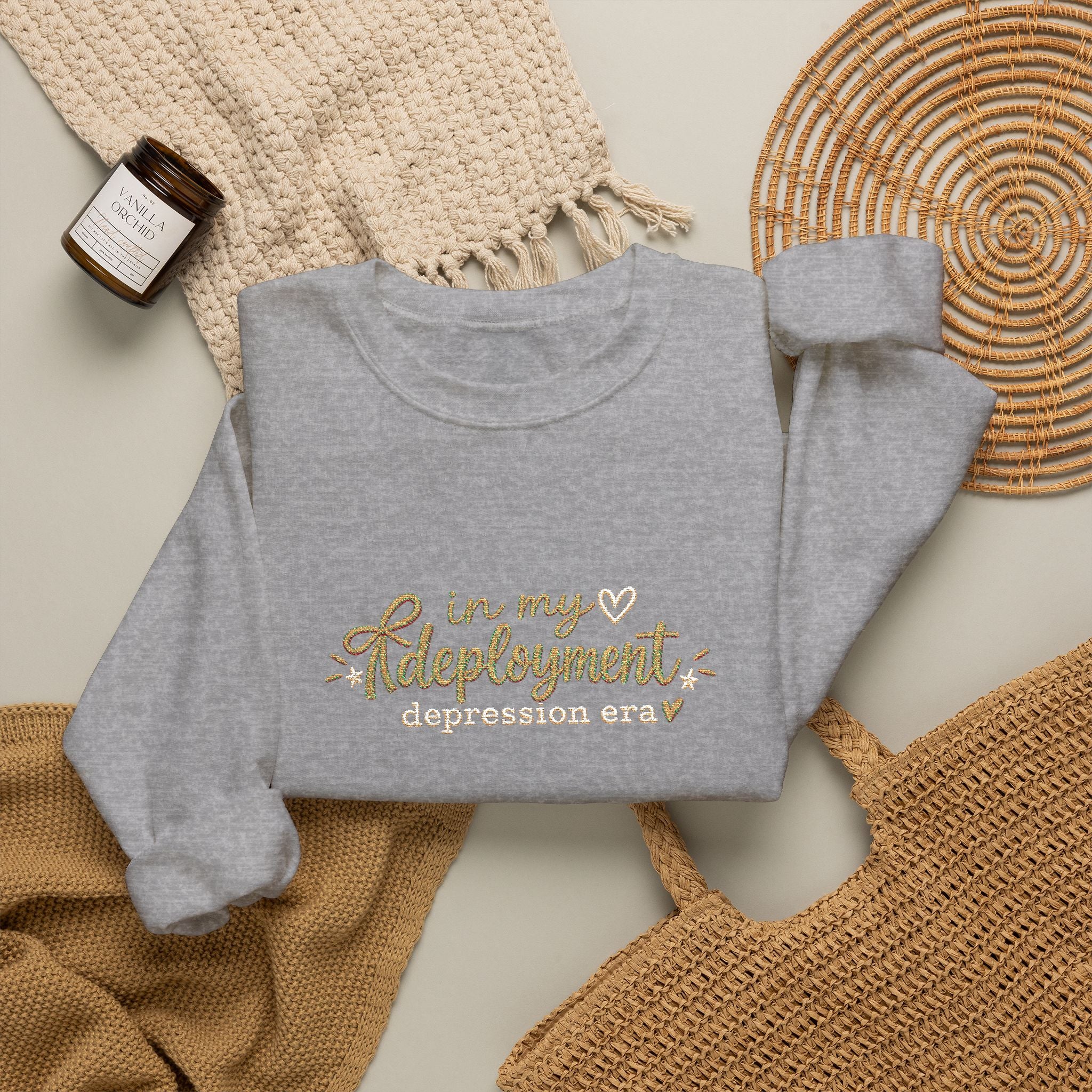 In My Deployment Depression Era Embroidered Crewneck