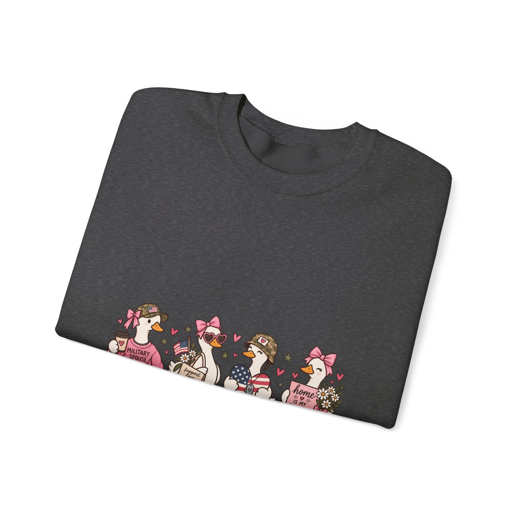 🎀 Military Spouse Crewneck Sweatshirt — Cute Pink Duck Design | Military Wife Gift | Cozy Military Family Sweatshirt 🇺🇸