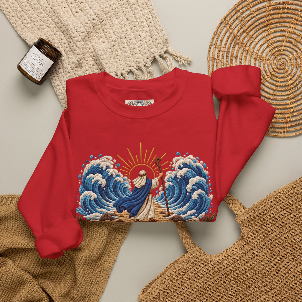 The Lord Will Fight for You Sweatshirt | Exodus 14:14 Christian Crewneck | Moses Red Sea Bible Verse Shirt