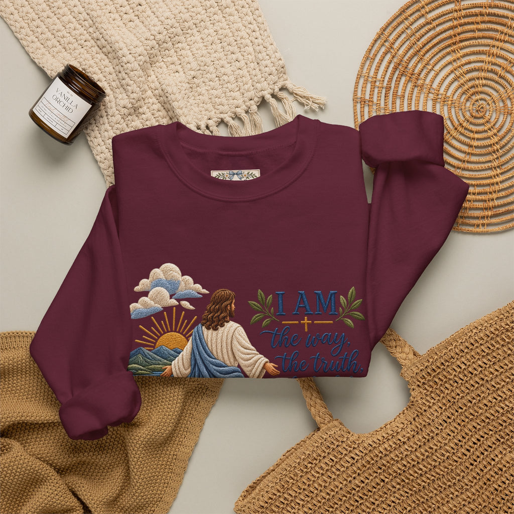 Christian Sweatshirt - "I Am the Way" Jesus Is King Crewneck