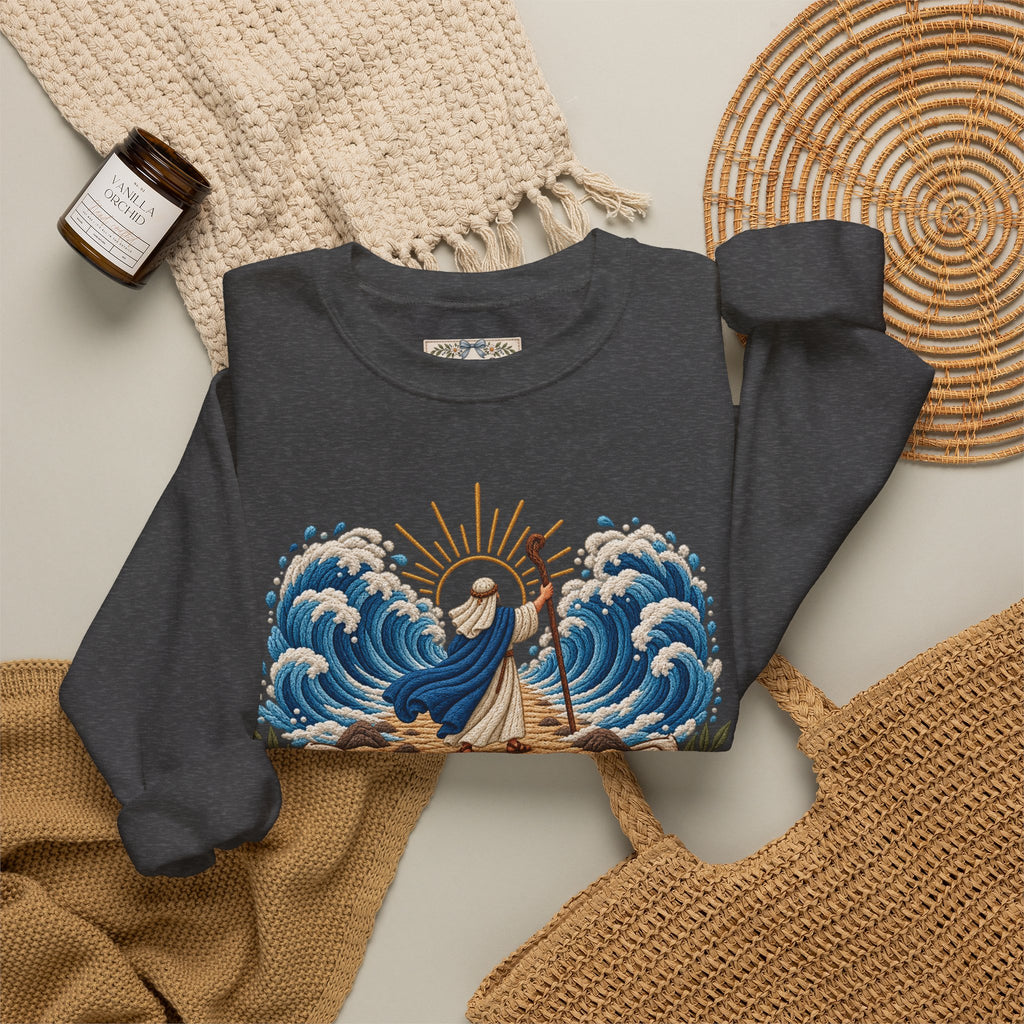The Lord Will Fight for You Sweatshirt | Exodus 14:14 Christian Crewneck | Moses Red Sea Bible Verse Shirt