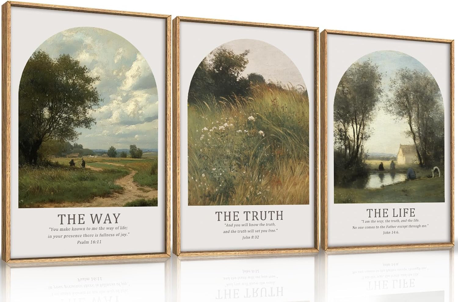 Bible Verse Triptych Framed Canvas 16x24 Inches High