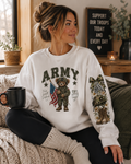 Army Teddy Bear Crewneck Sweatshirt — Patriotic Est. 1775 Military Graphic