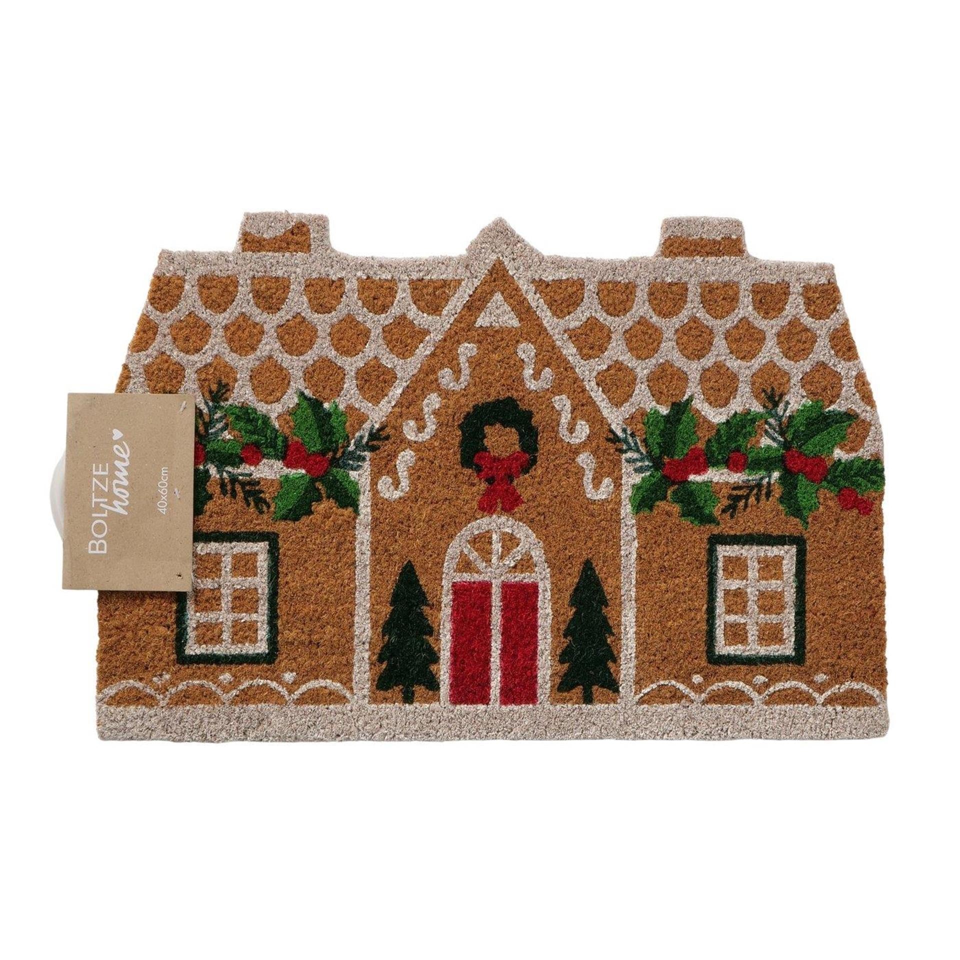 Boltze Home deurmat julehus kokos 60x40cm