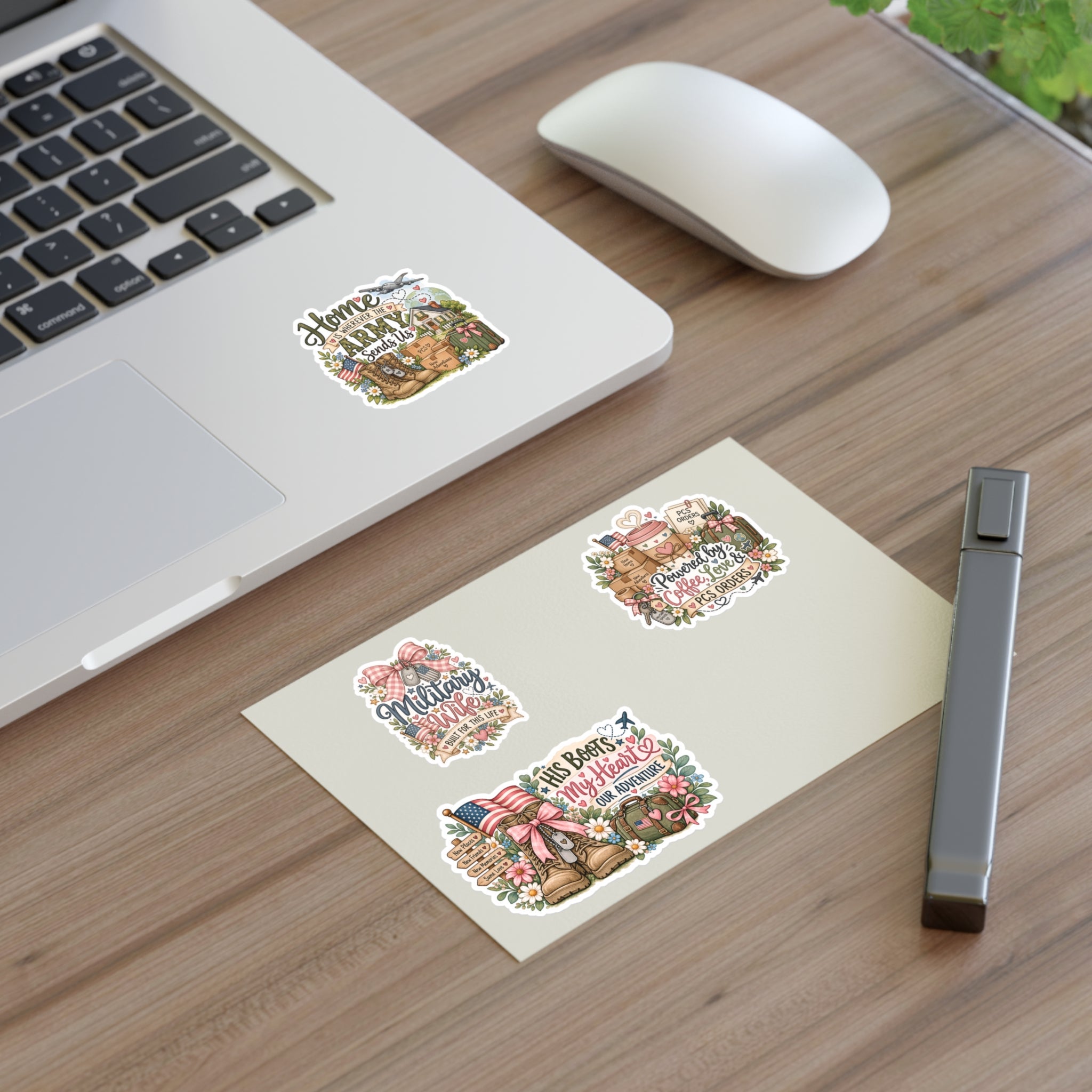 🎀 Military Wife Sticker Sheet | Cute Military Spouse Stickers | PCS Life, Coffee & Army Wife Vinyl Stickers 🇺🇸💕