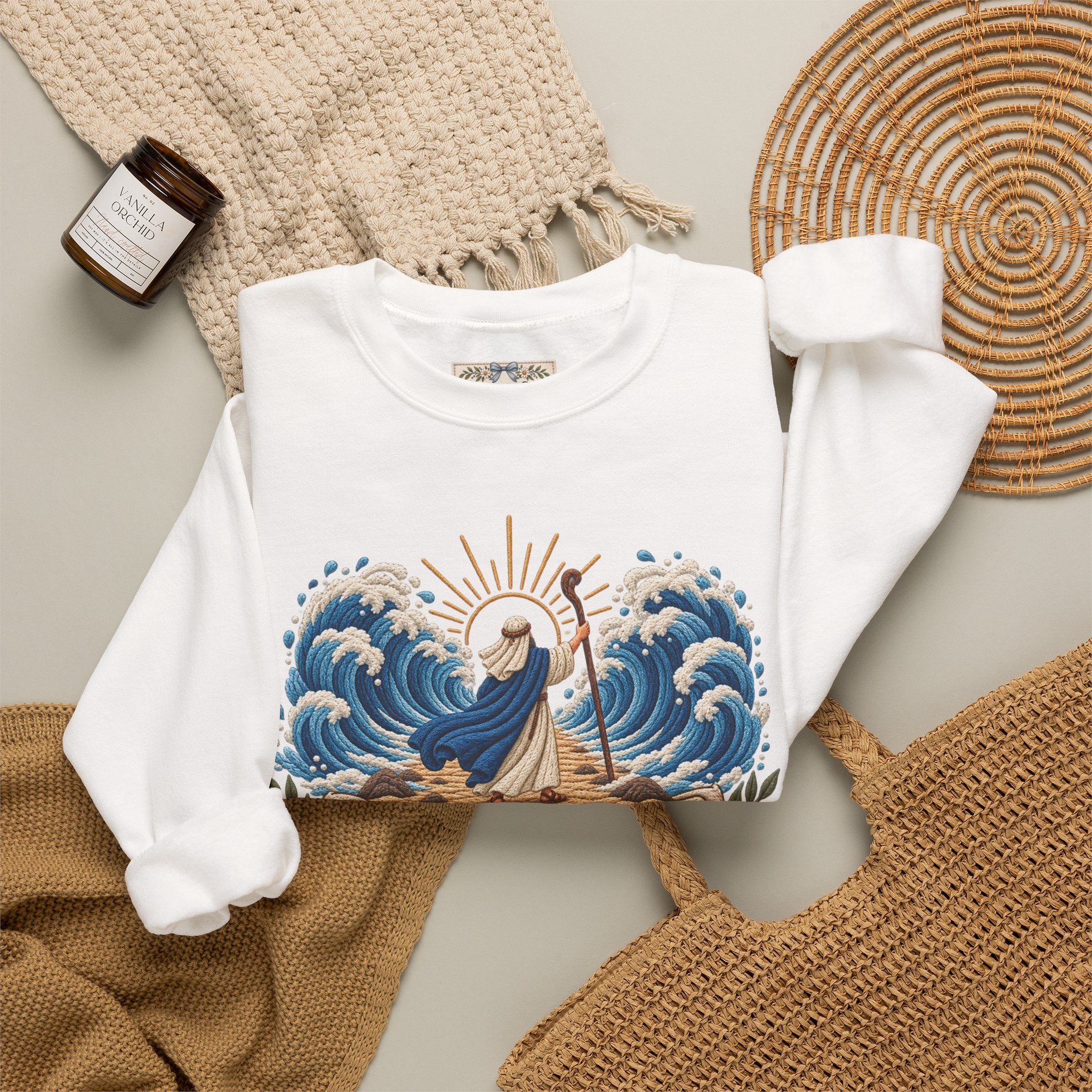 The Lord Will Fight for You Sweatshirt | Exodus 14:14 Christian Crewneck | Moses Red Sea Bible Verse Shirt