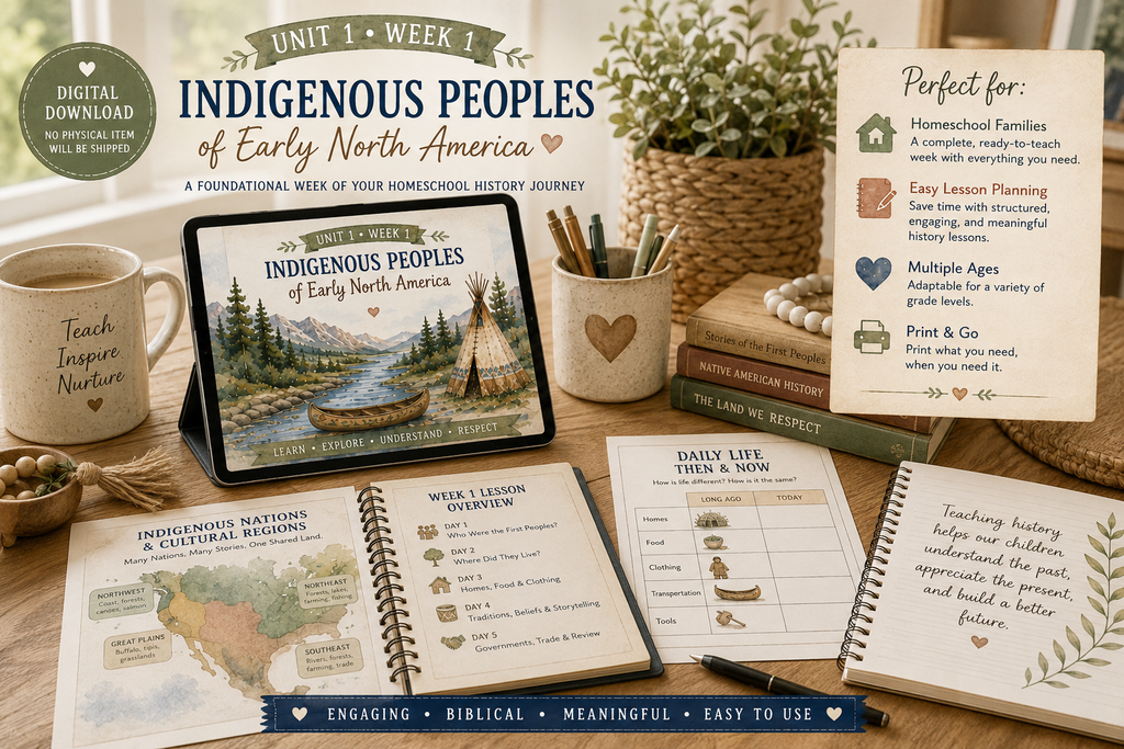 Indigenous Peoples of Early North America | American History Homeschool Curriculum | 22-Page Printable Unit Study | Digital Download