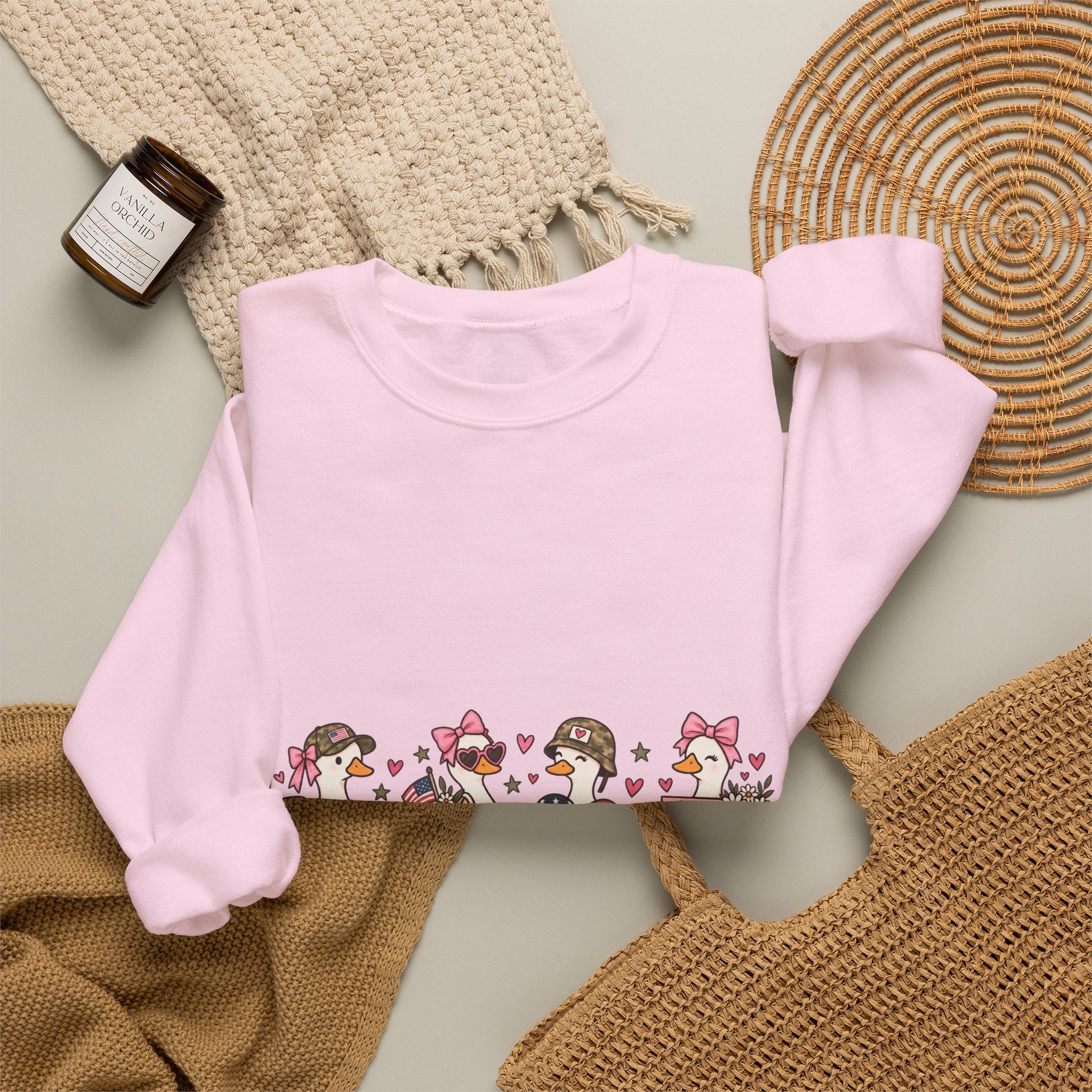 🎀 Military Spouse Crewneck Sweatshirt — Cute Pink Duck Design | Military Wife Gift | Cozy Military Family Sweatshirt 🇺🇸