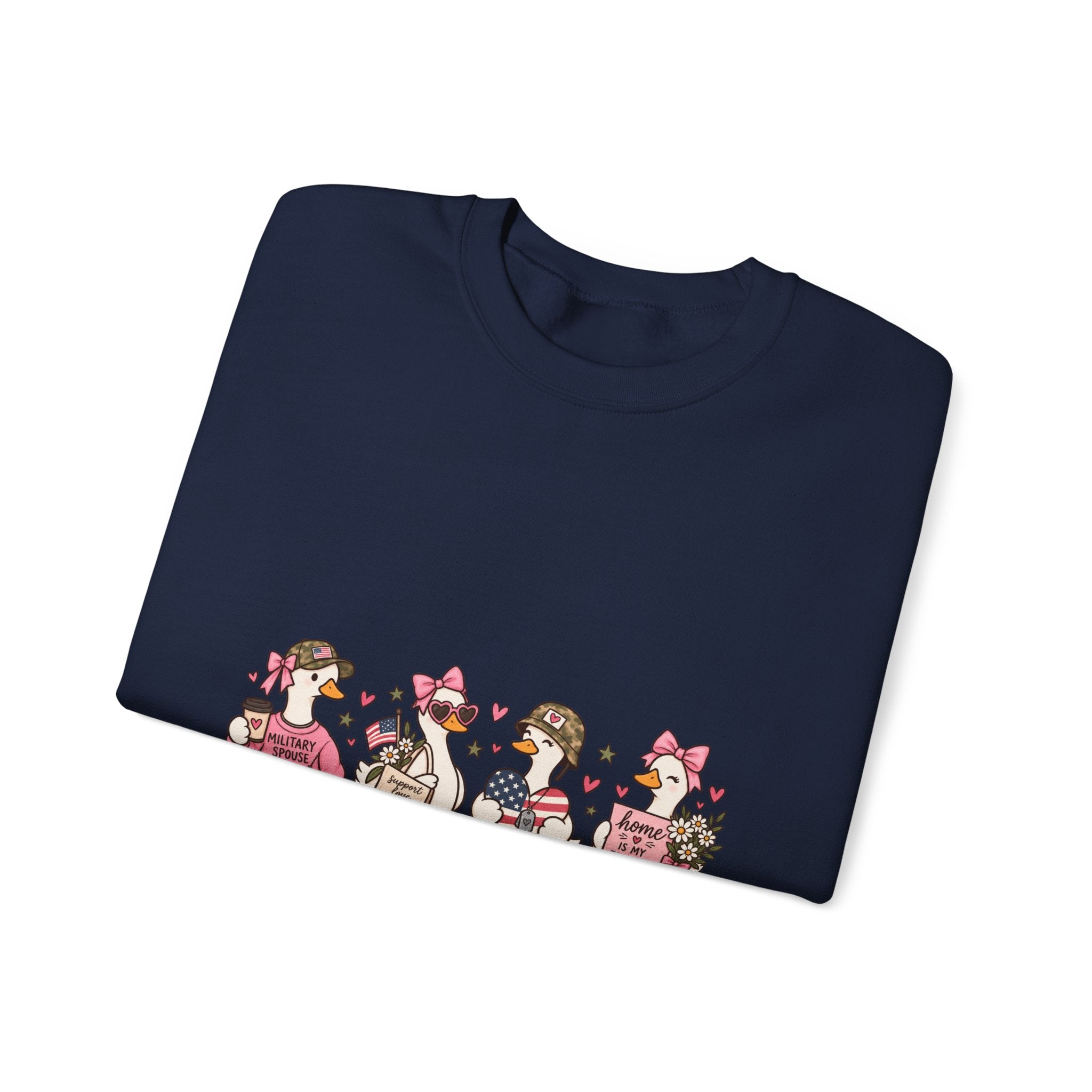 🎀 Military Spouse Crewneck Sweatshirt — Cute Pink Duck Design | Military Wife Gift | Cozy Military Family Sweatshirt 🇺🇸