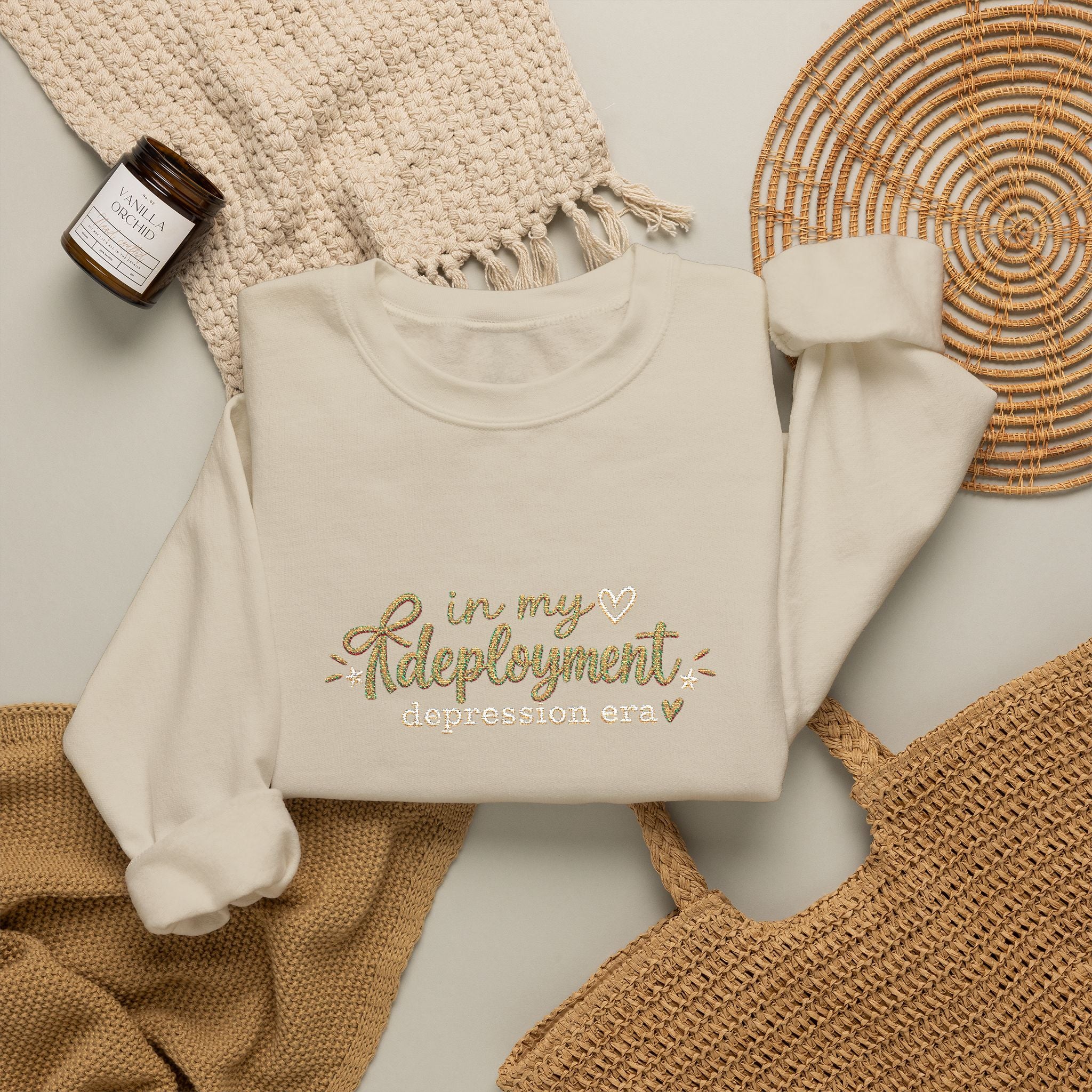 In My Deployment Depression Era Embroidered Crewneck
