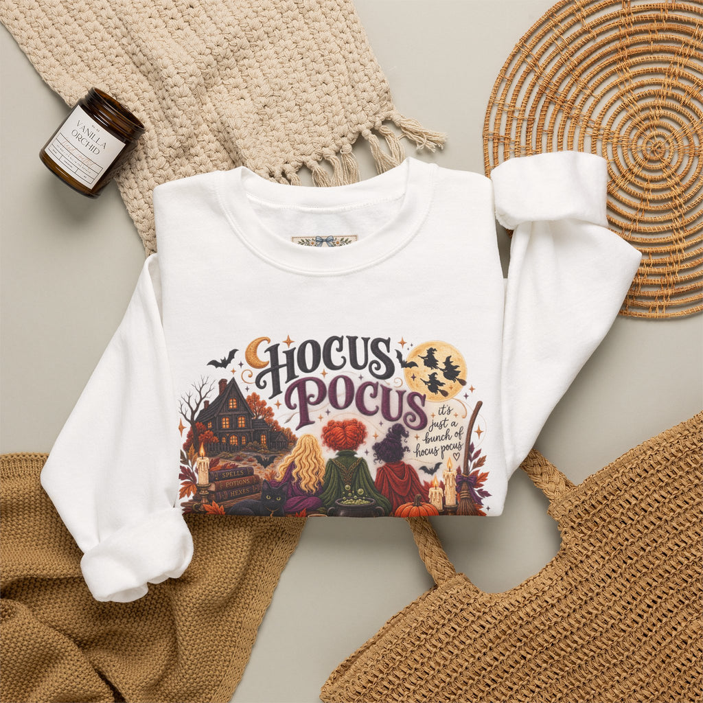 Hocus Pocus Crewneck Sweatshirt — Vintage Halloween Witch Scene