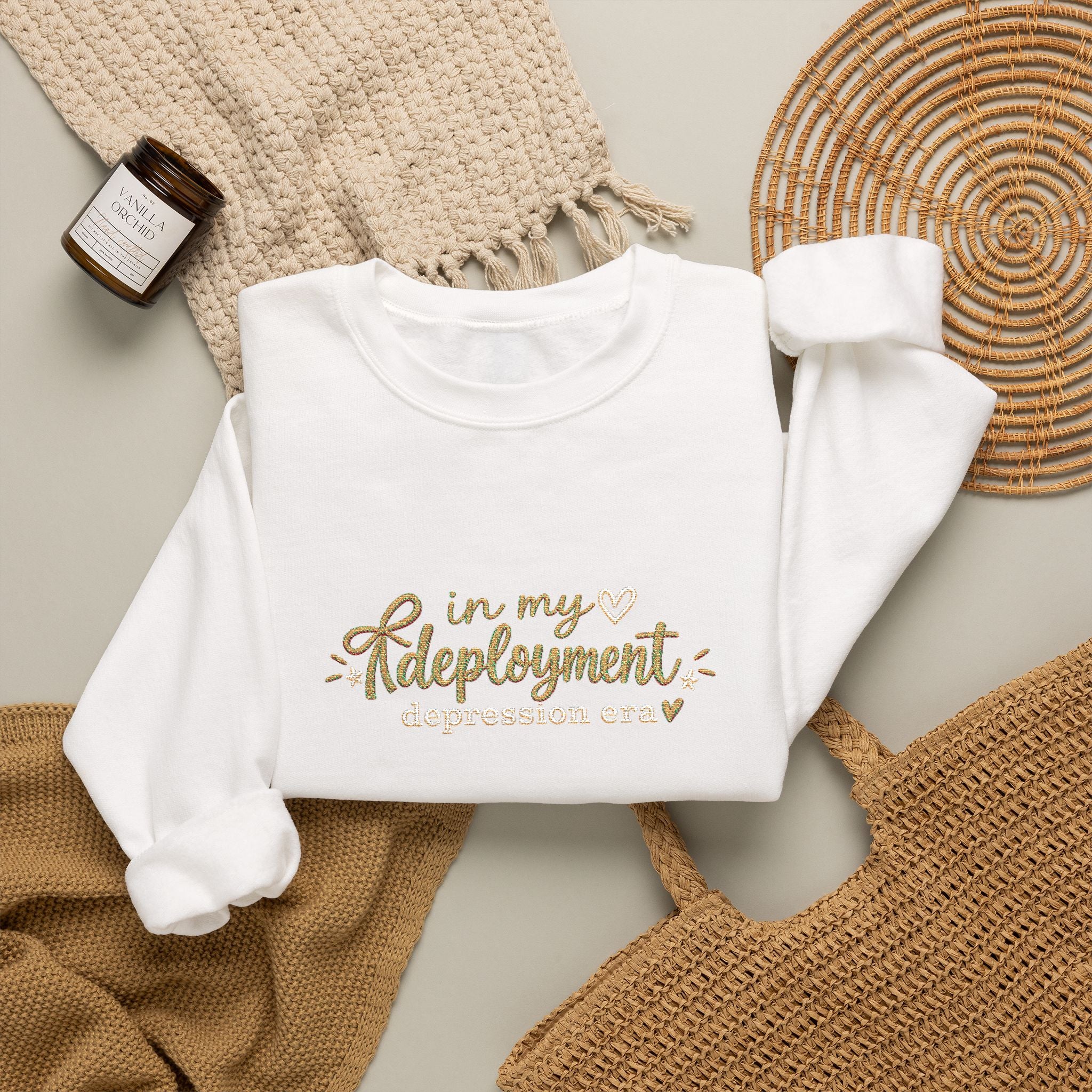 In My Deployment Depression Era Embroidered Crewneck