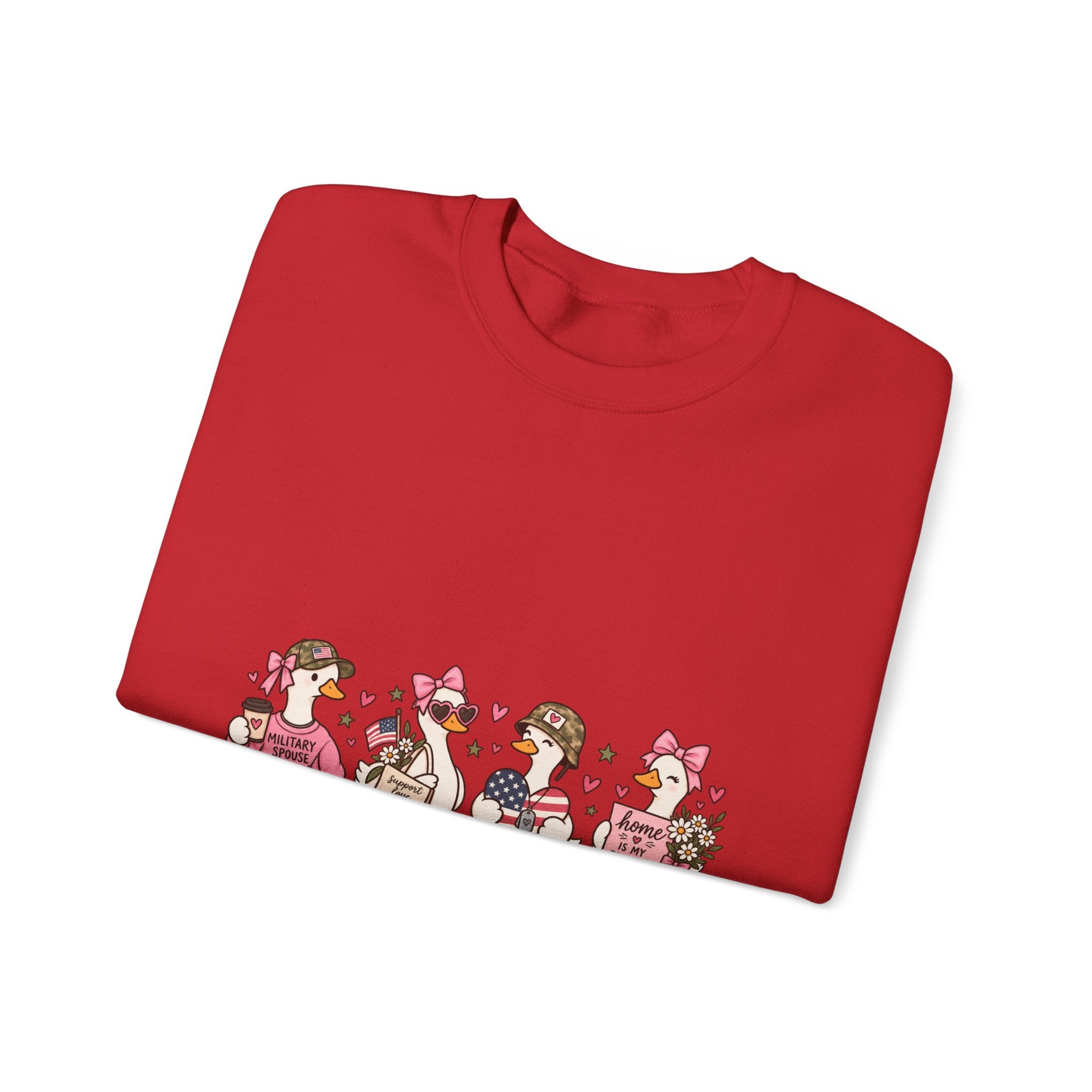 🎀 Military Spouse Crewneck Sweatshirt — Cute Pink Duck Design | Military Wife Gift | Cozy Military Family Sweatshirt 🇺🇸