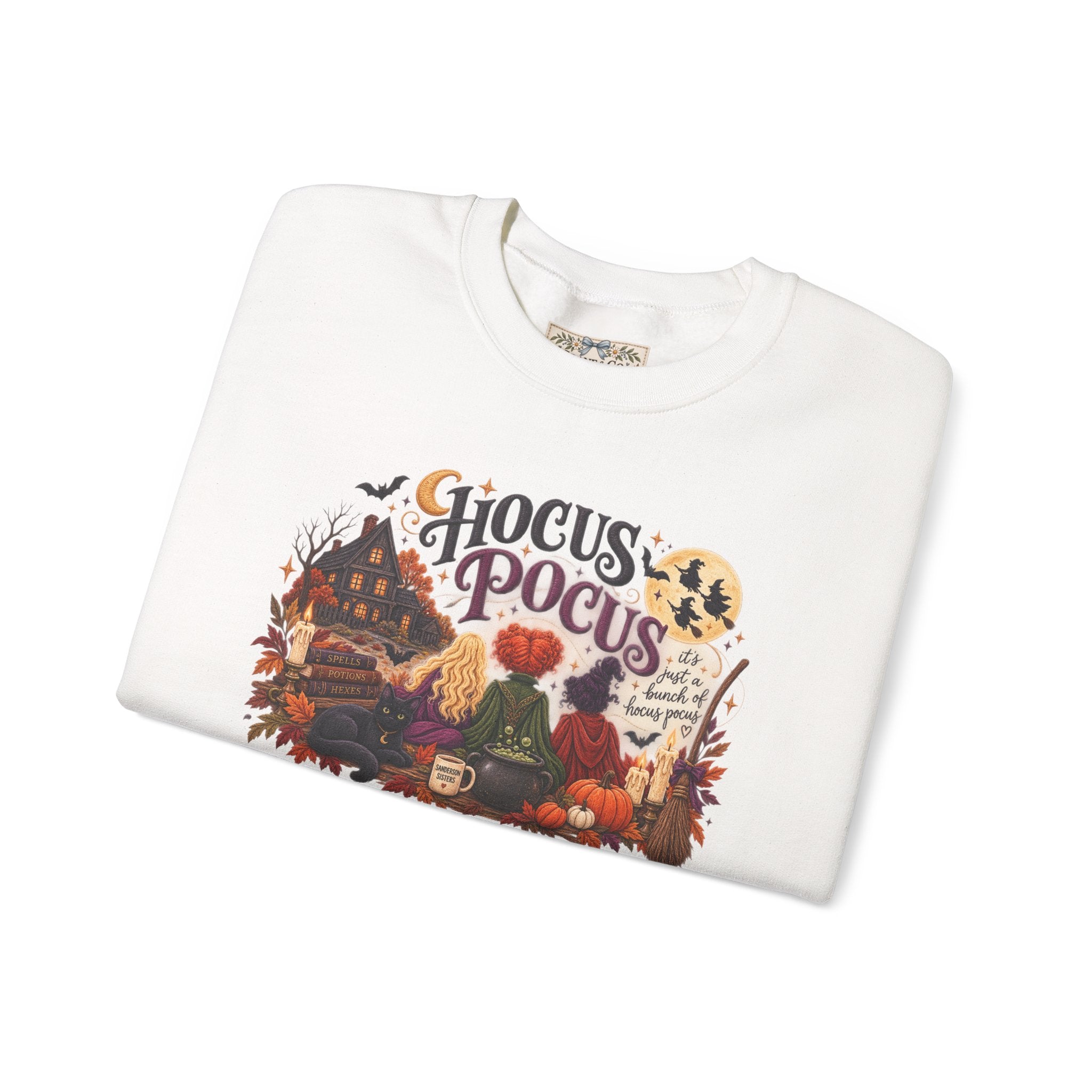 Hocus Pocus Crewneck Sweatshirt — Vintage Halloween Witch Scene