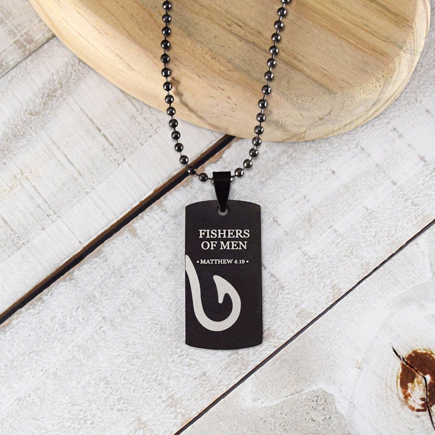 Fishers of Men Christian Black Dogtag