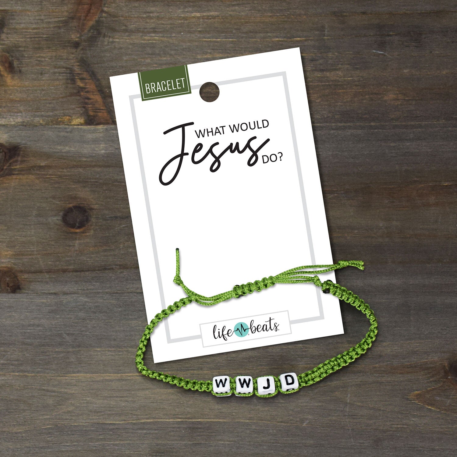What Would Jesus Do? WWJD - Green Christian Adjustable Woven Bracelet