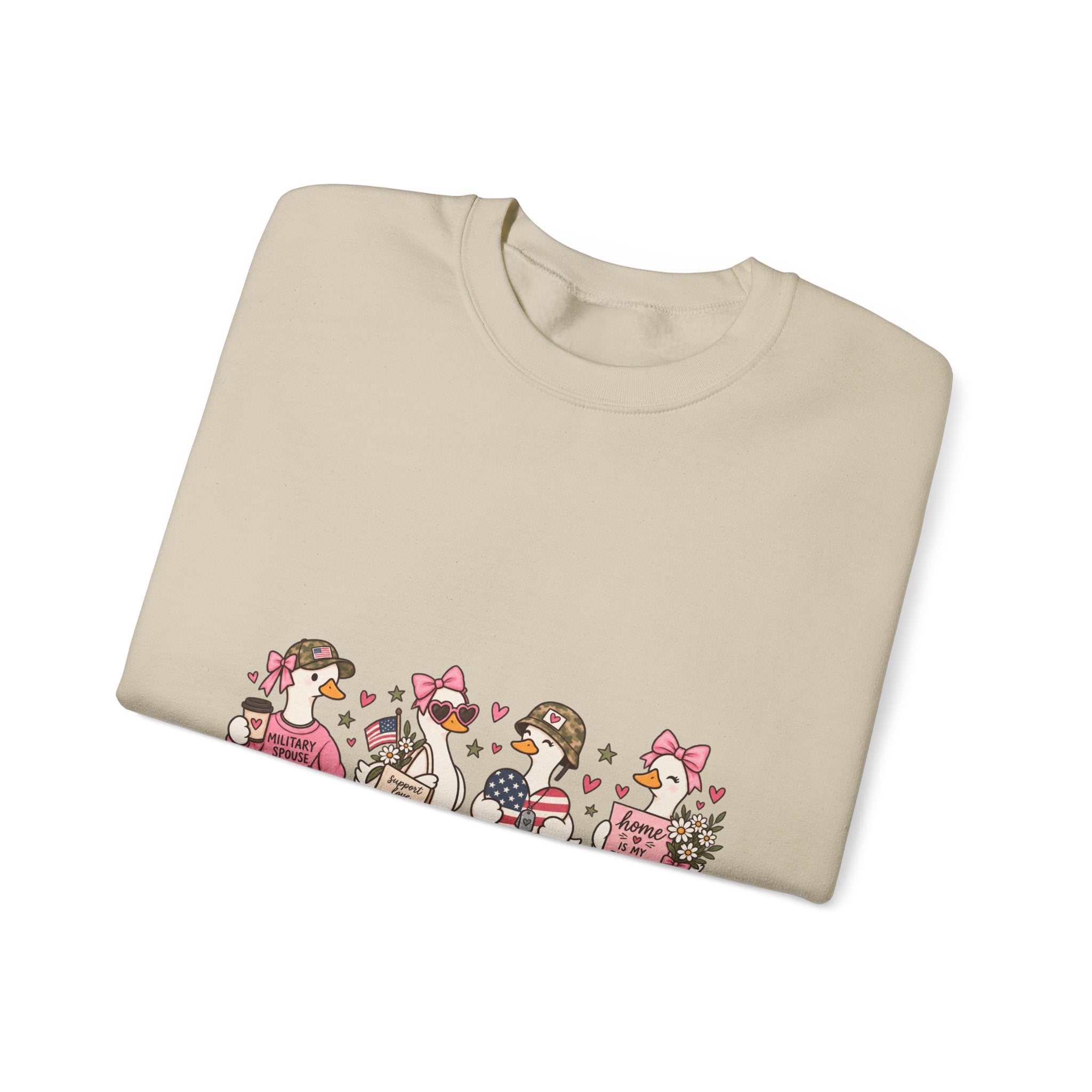 🎀 Military Spouse Crewneck Sweatshirt — Cute Pink Duck Design | Military Wife Gift | Cozy Military Family Sweatshirt 🇺🇸