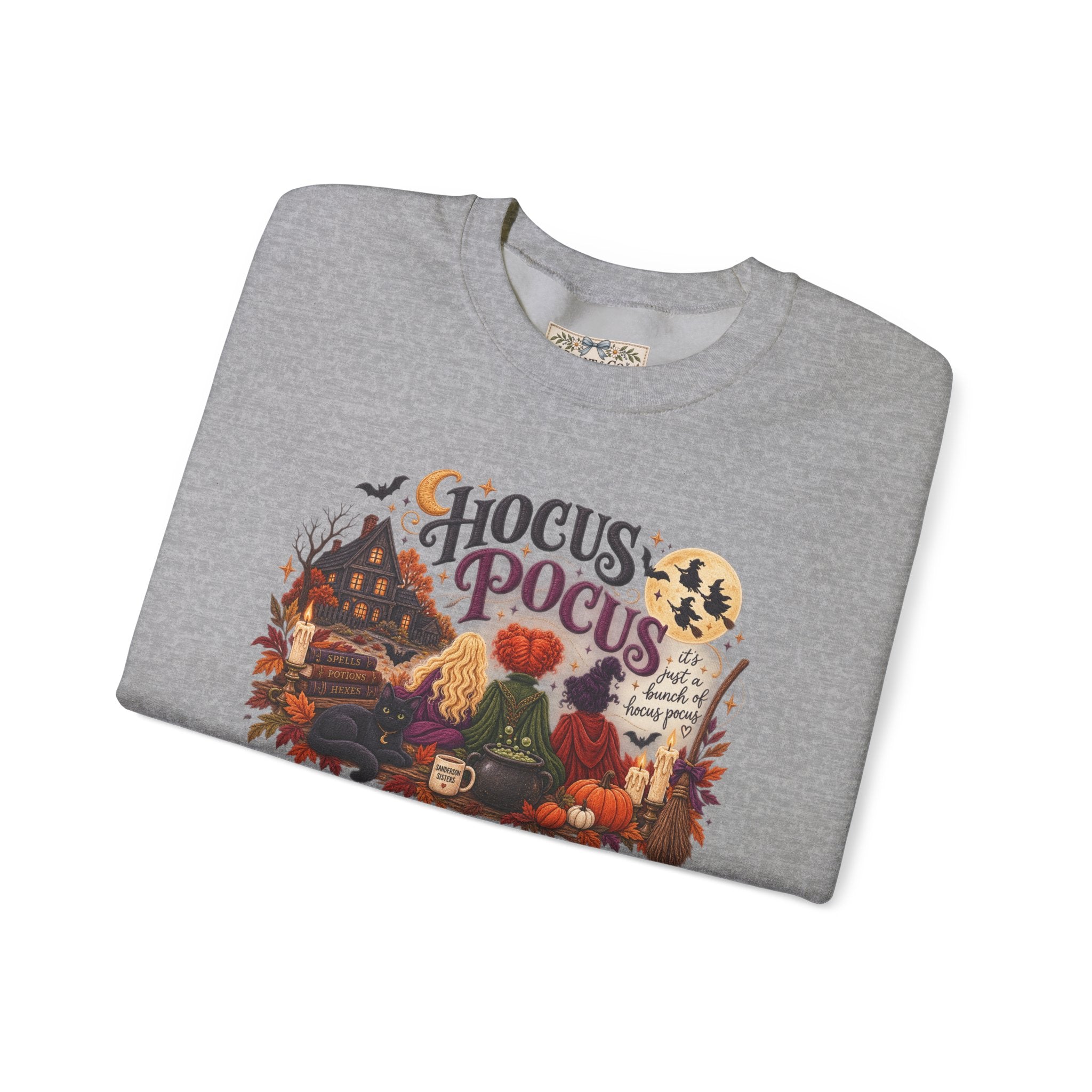 Hocus Pocus Crewneck Sweatshirt — Vintage Halloween Witch Scene
