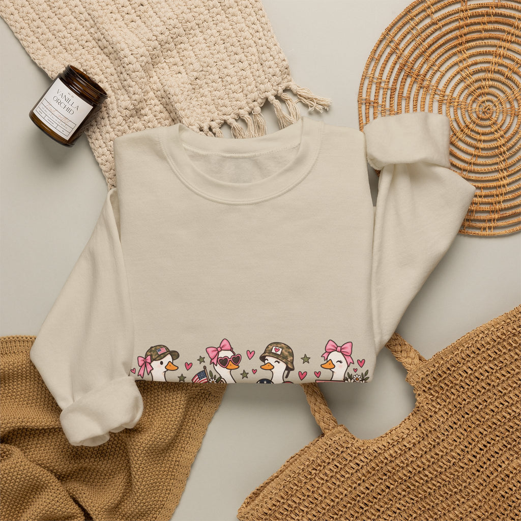 🎀 Military Spouse Crewneck Sweatshirt — Cute Pink Duck Design | Military Wife Gift | Cozy Military Family Sweatshirt 🇺🇸