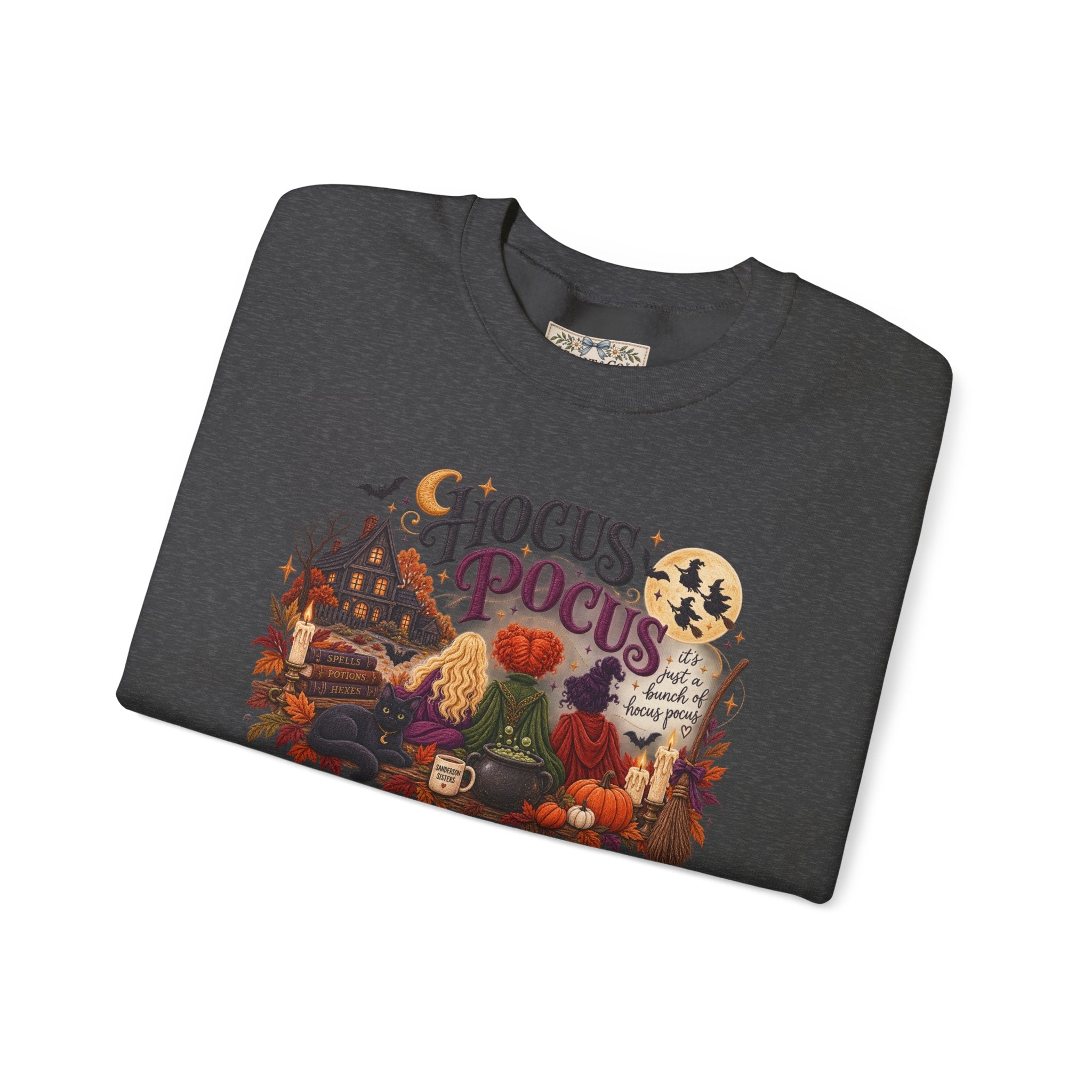 Hocus Pocus Crewneck Sweatshirt — Vintage Halloween Witch Scene