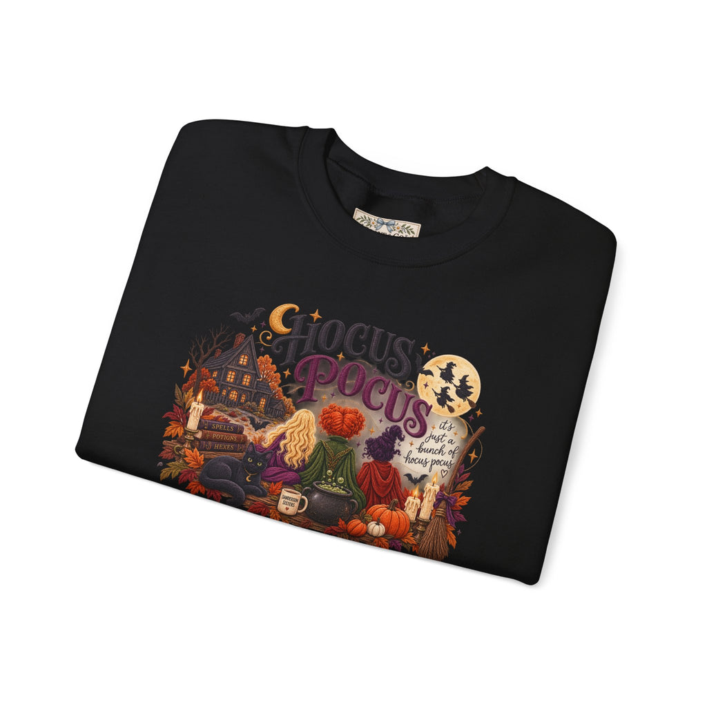Hocus Pocus Crewneck Sweatshirt — Vintage Halloween Witch Scene