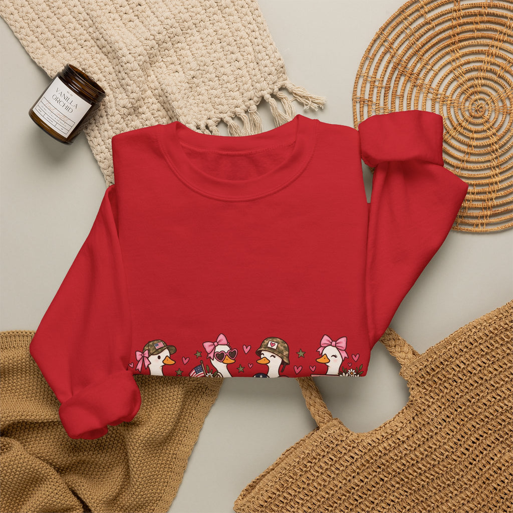 🎀 Military Spouse Crewneck Sweatshirt — Cute Pink Duck Design | Military Wife Gift | Cozy Military Family Sweatshirt 🇺🇸