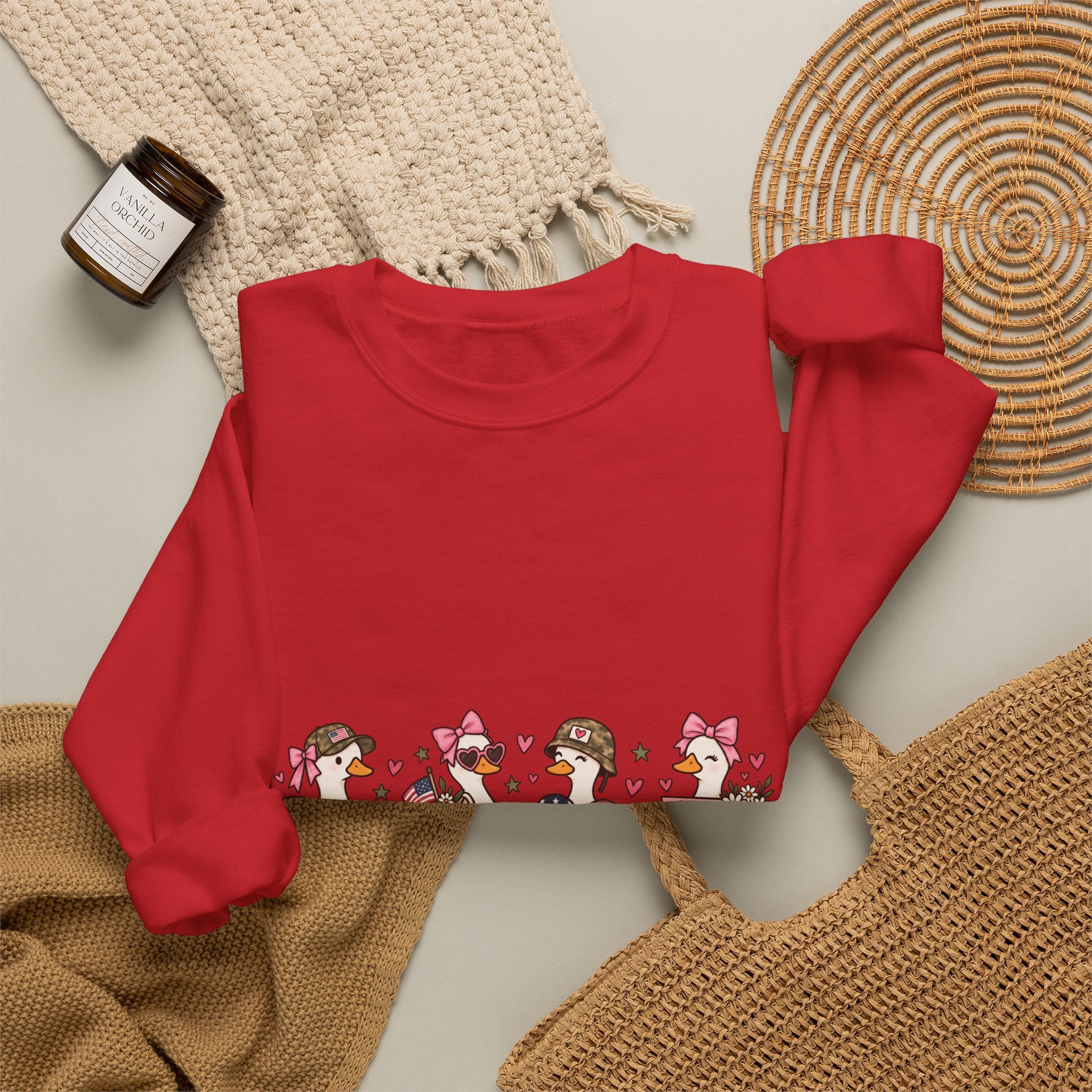 🎀 Military Spouse Crewneck Sweatshirt — Cute Pink Duck Design | Military Wife Gift | Cozy Military Family Sweatshirt 🇺🇸