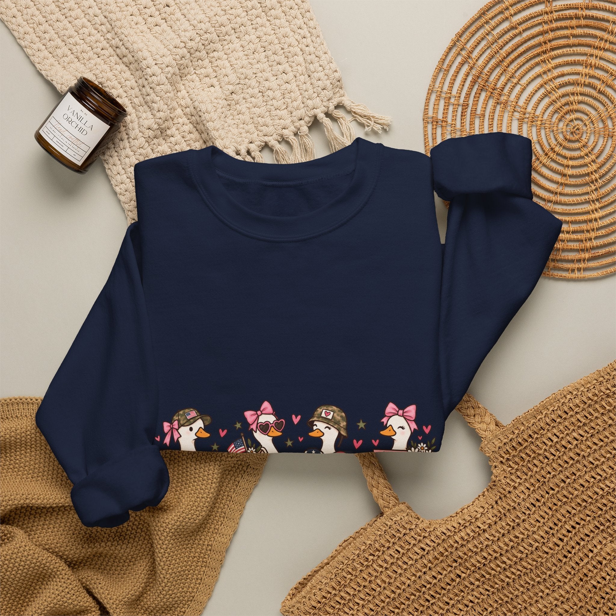 🎀 Military Spouse Crewneck Sweatshirt — Cute Pink Duck Design | Military Wife Gift | Cozy Military Family Sweatshirt 🇺🇸