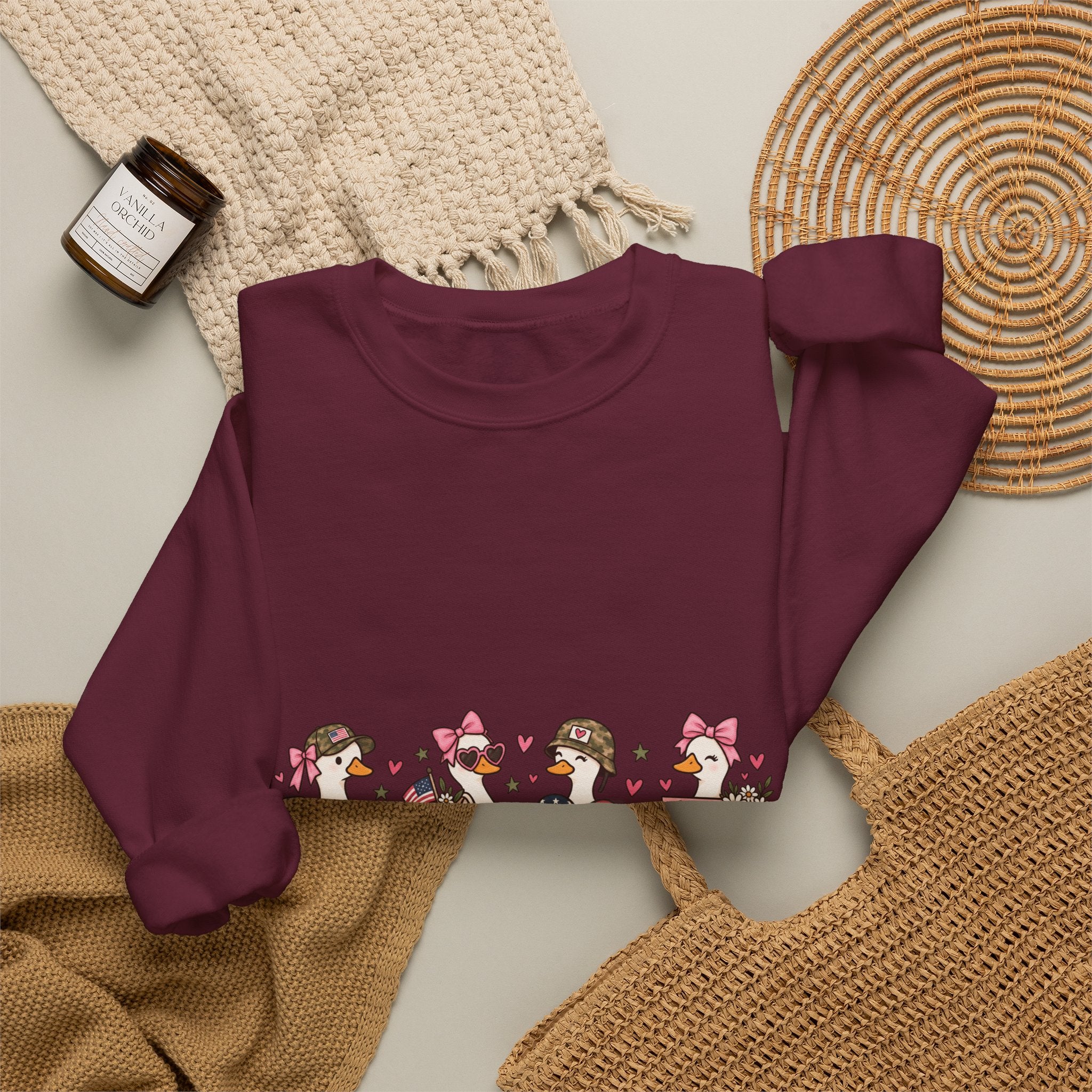 🎀 Military Spouse Crewneck Sweatshirt — Cute Pink Duck Design | Military Wife Gift | Cozy Military Family Sweatshirt 🇺🇸