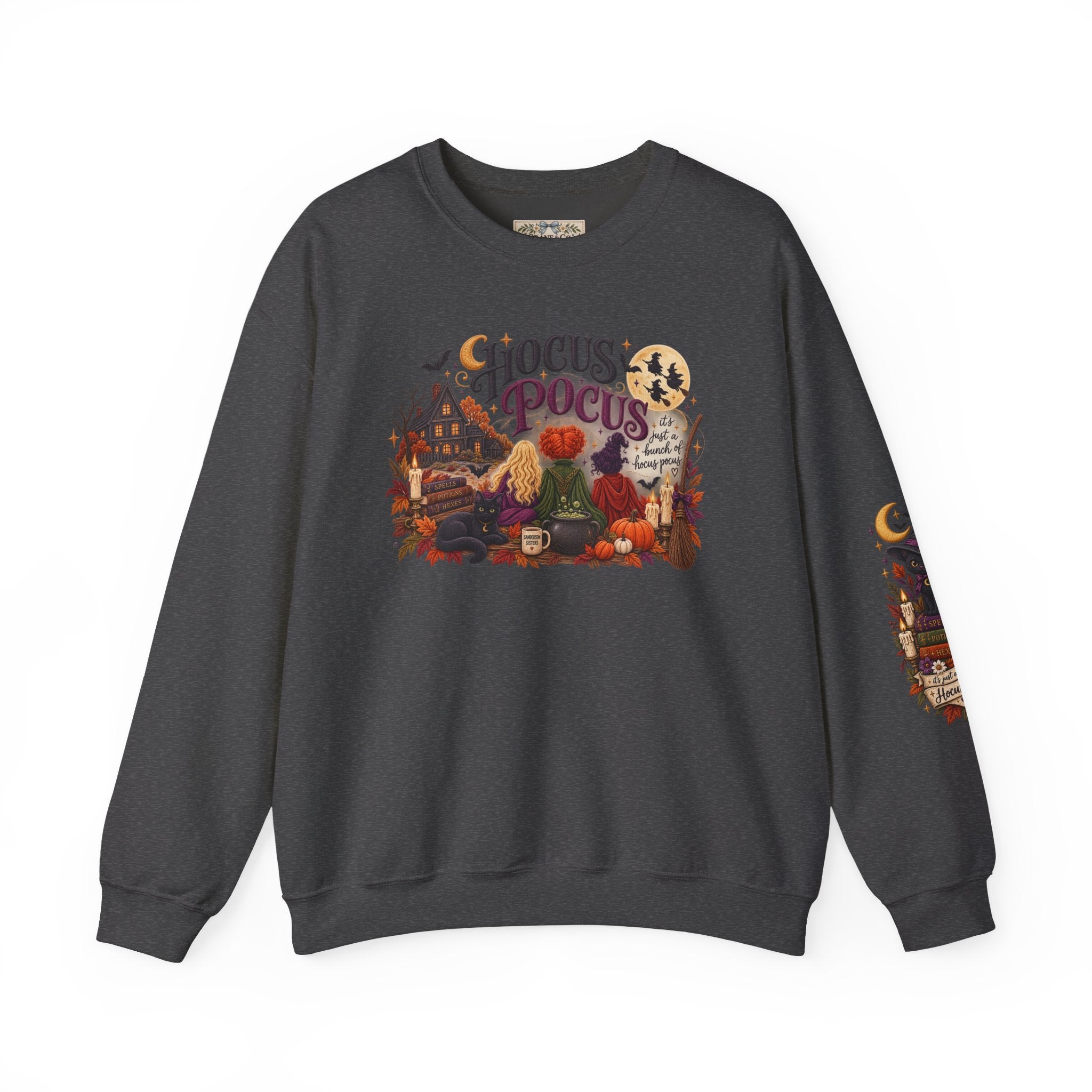 Hocus Pocus Crewneck Sweatshirt — Vintage Halloween Witch Scene
