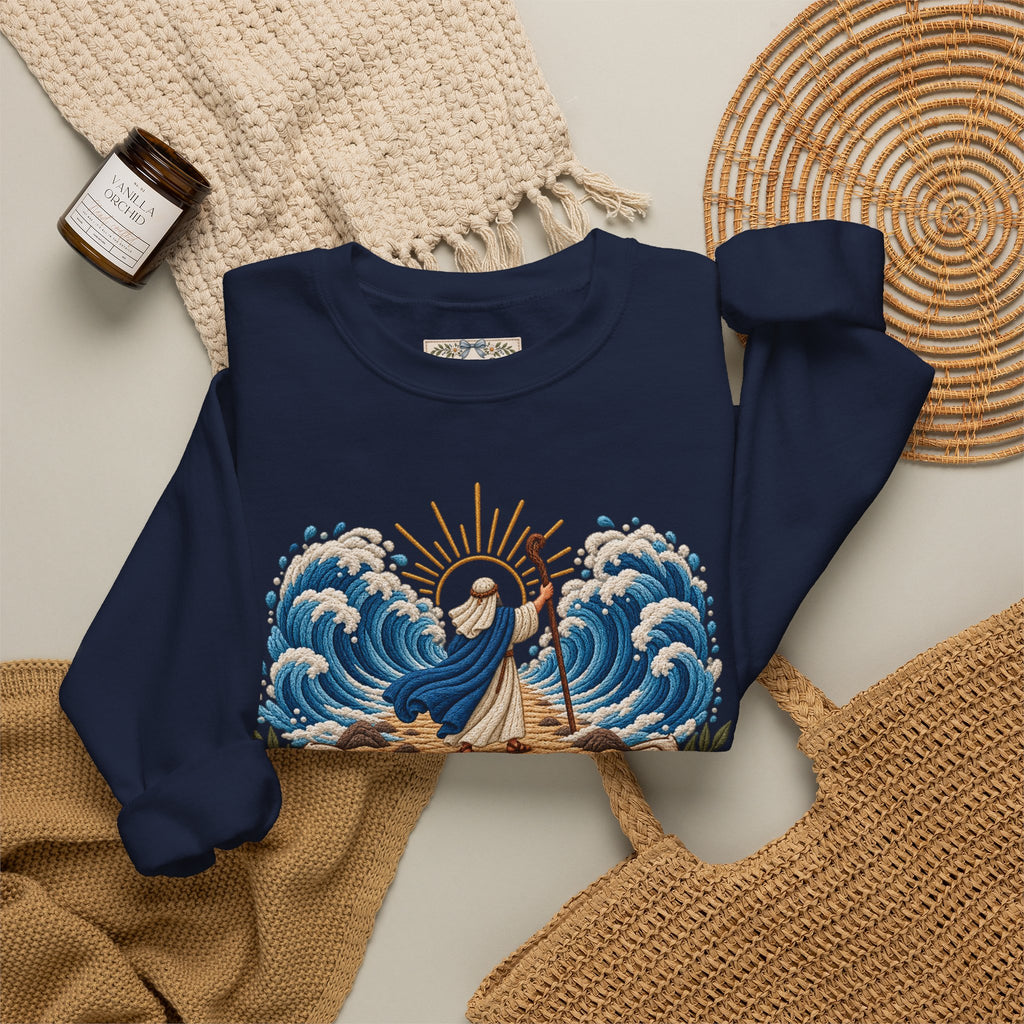 The Lord Will Fight for You Sweatshirt | Exodus 14:14 Christian Crewneck | Moses Red Sea Bible Verse Shirt