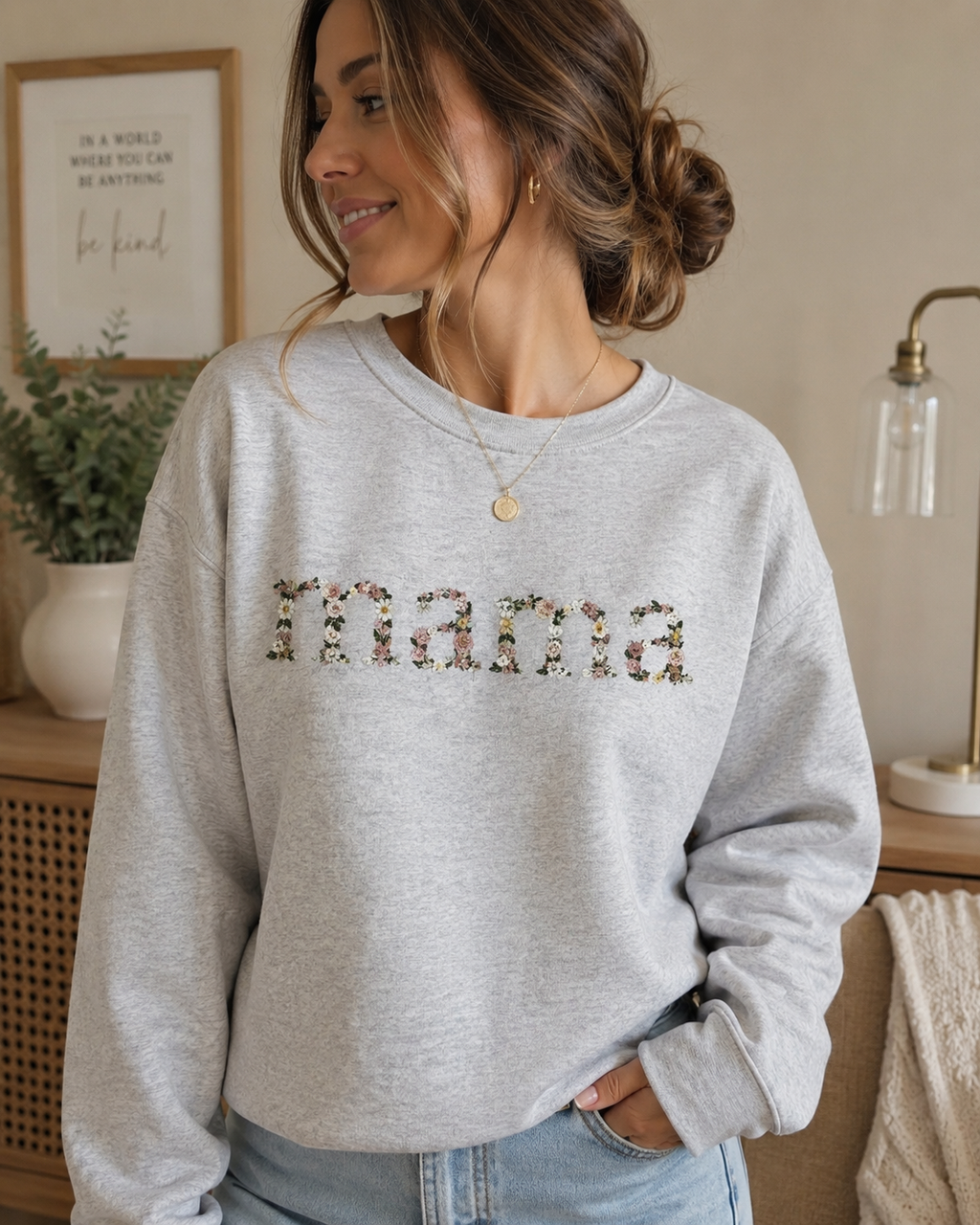 Floral Mama Crewneck Sweatshirt | Cozy Botanical Mom Pullover | Cute Mama Gift