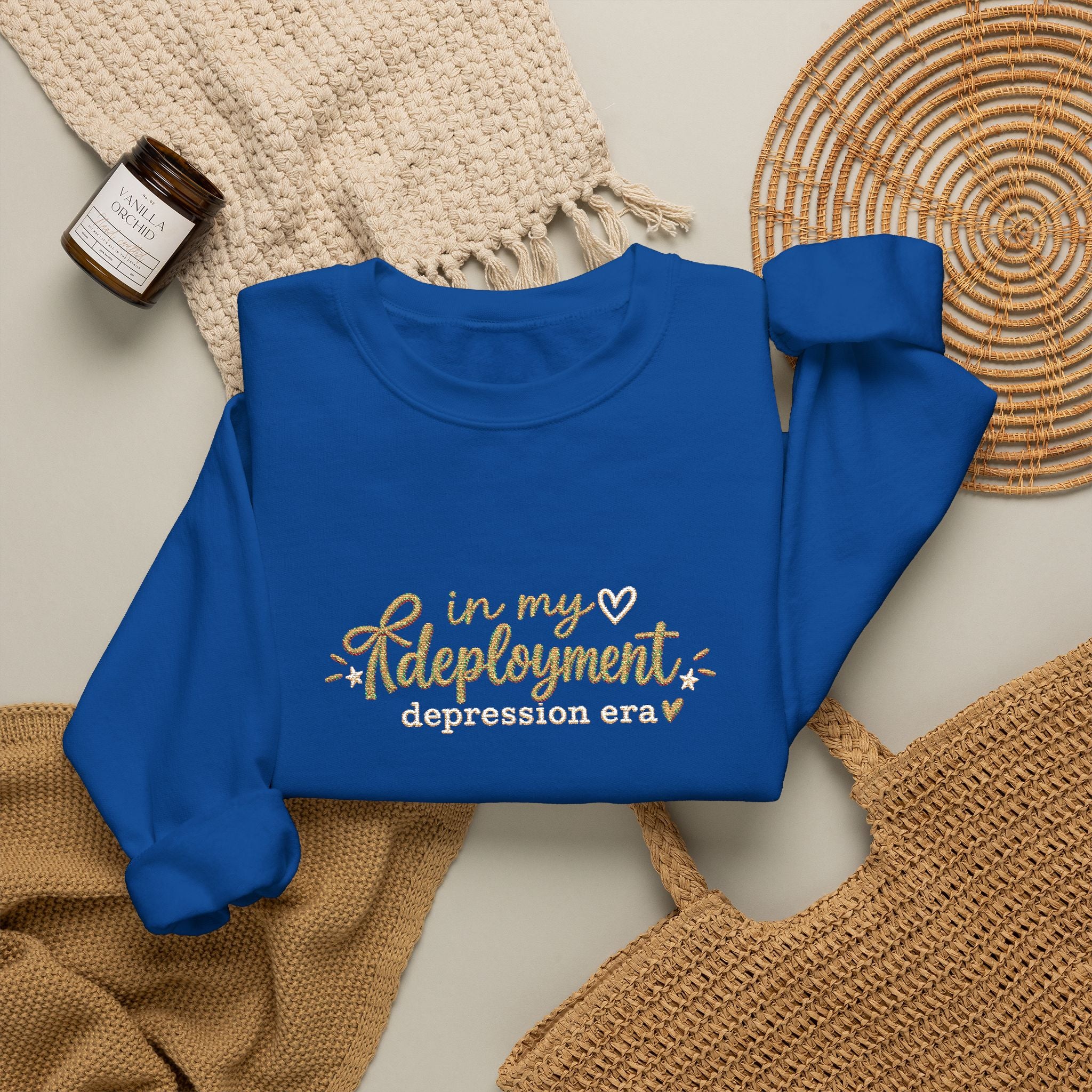In My Deployment Depression Era Embroidered Crewneck