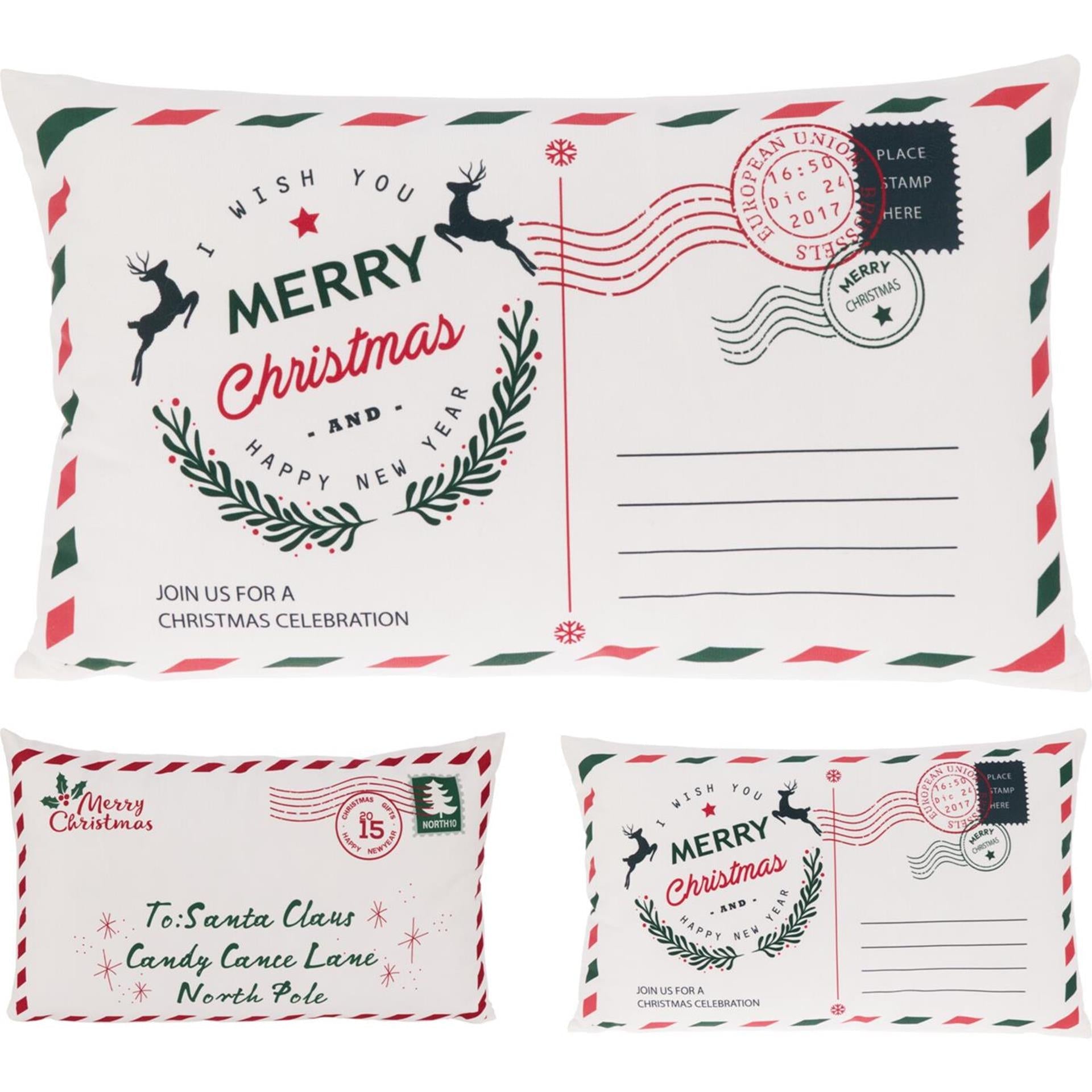 Home & Styling Kussen kerst envelop 50x30cm