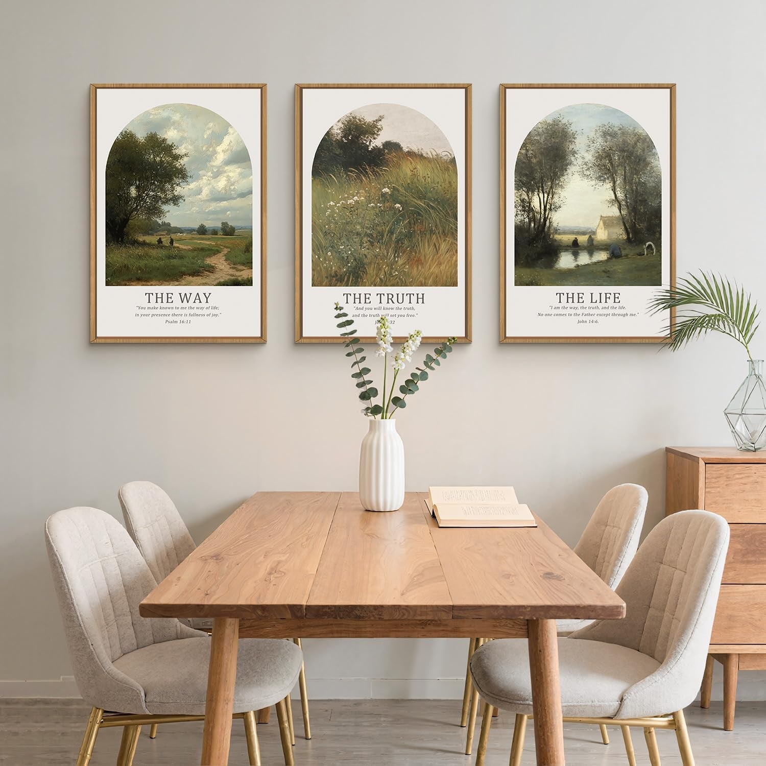 Bible Verse Triptych Framed Canvas 16x24 Inches High